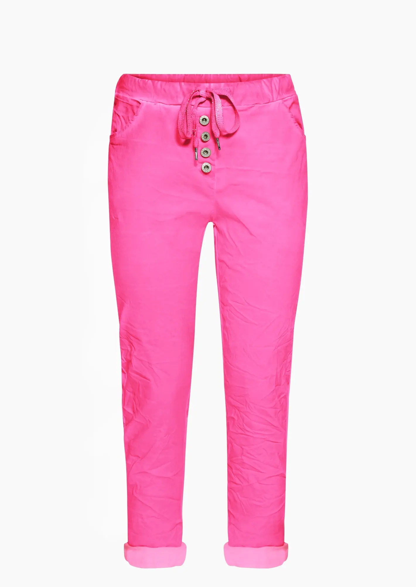 Joggpants mit Knopfleiste, neonpink