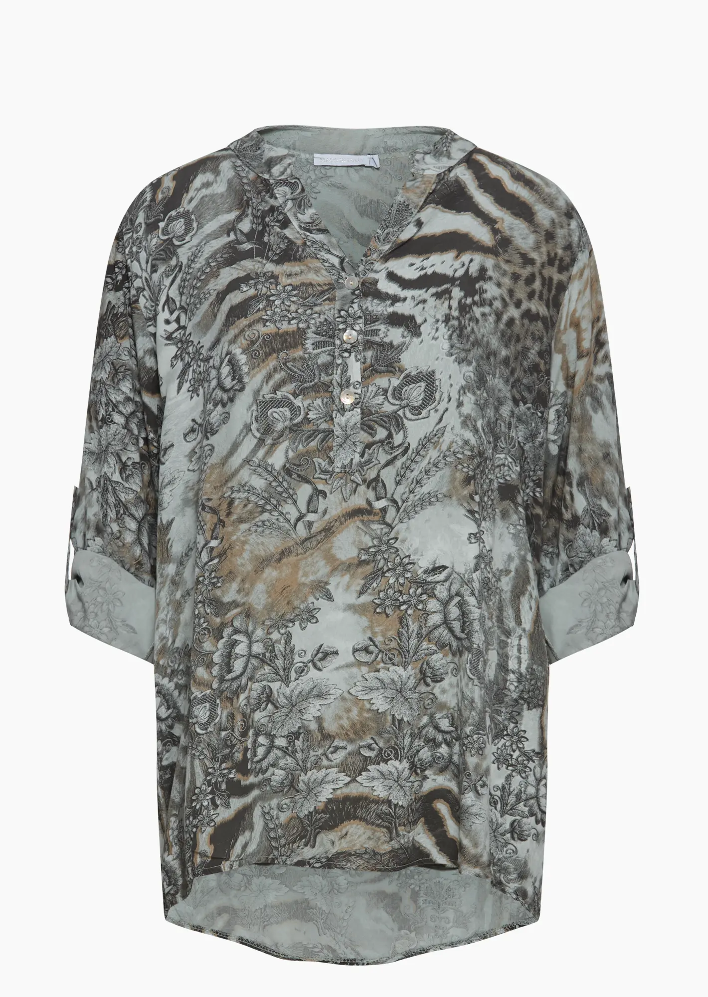 Bluse im Alloverprint, silber