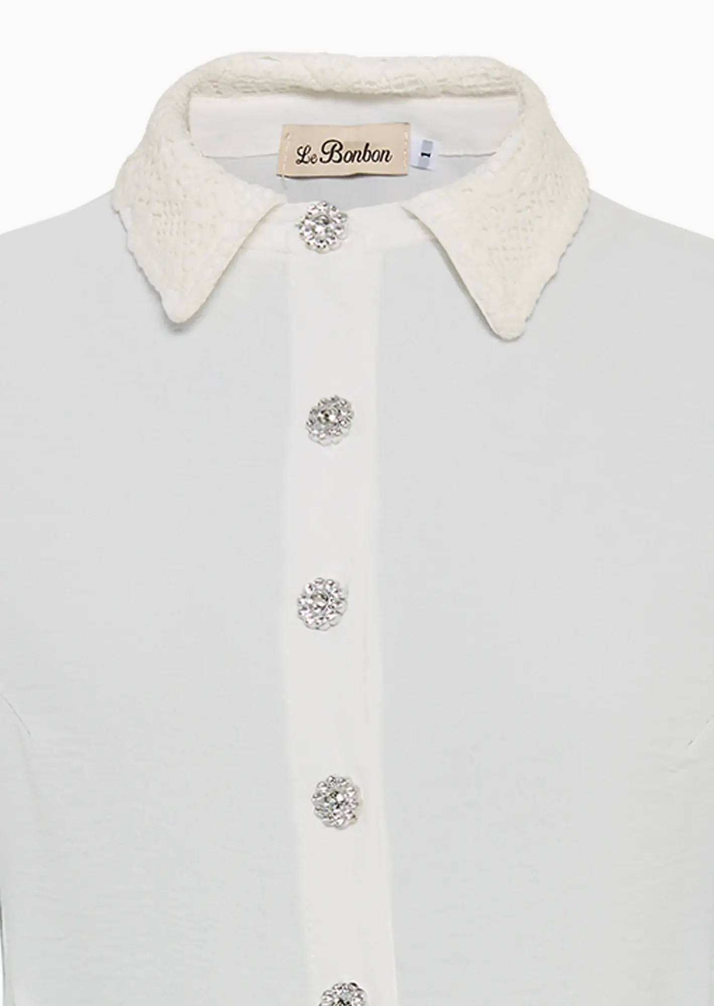 leichte Bluse mit Häkelkragen, offwhite