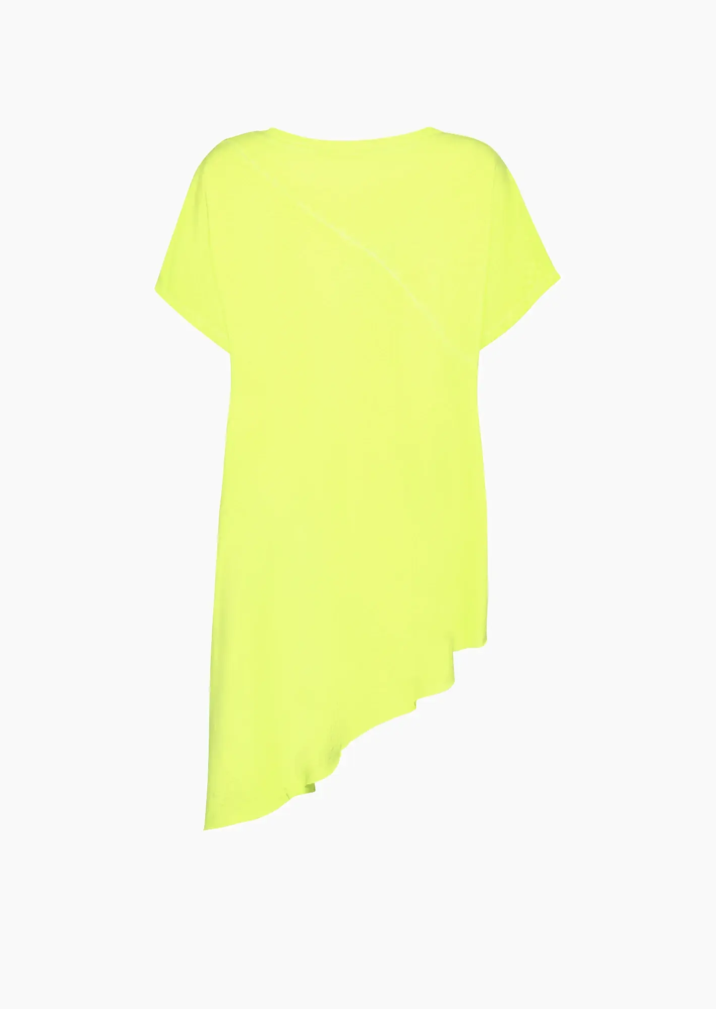 asymmetrisches Baumwoll-Shirt mit Häkeldetails, neongelb