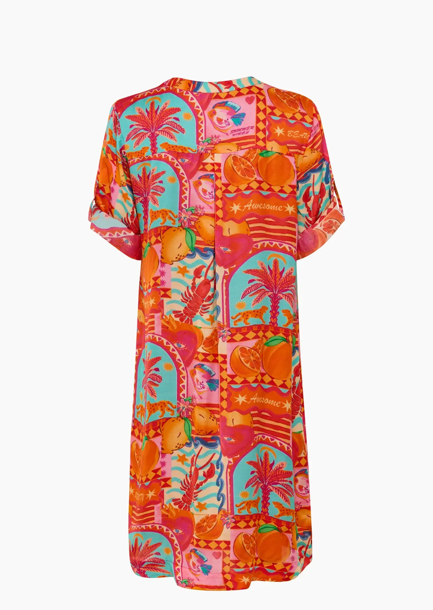 Kleid aus Viskose-Satin, orange