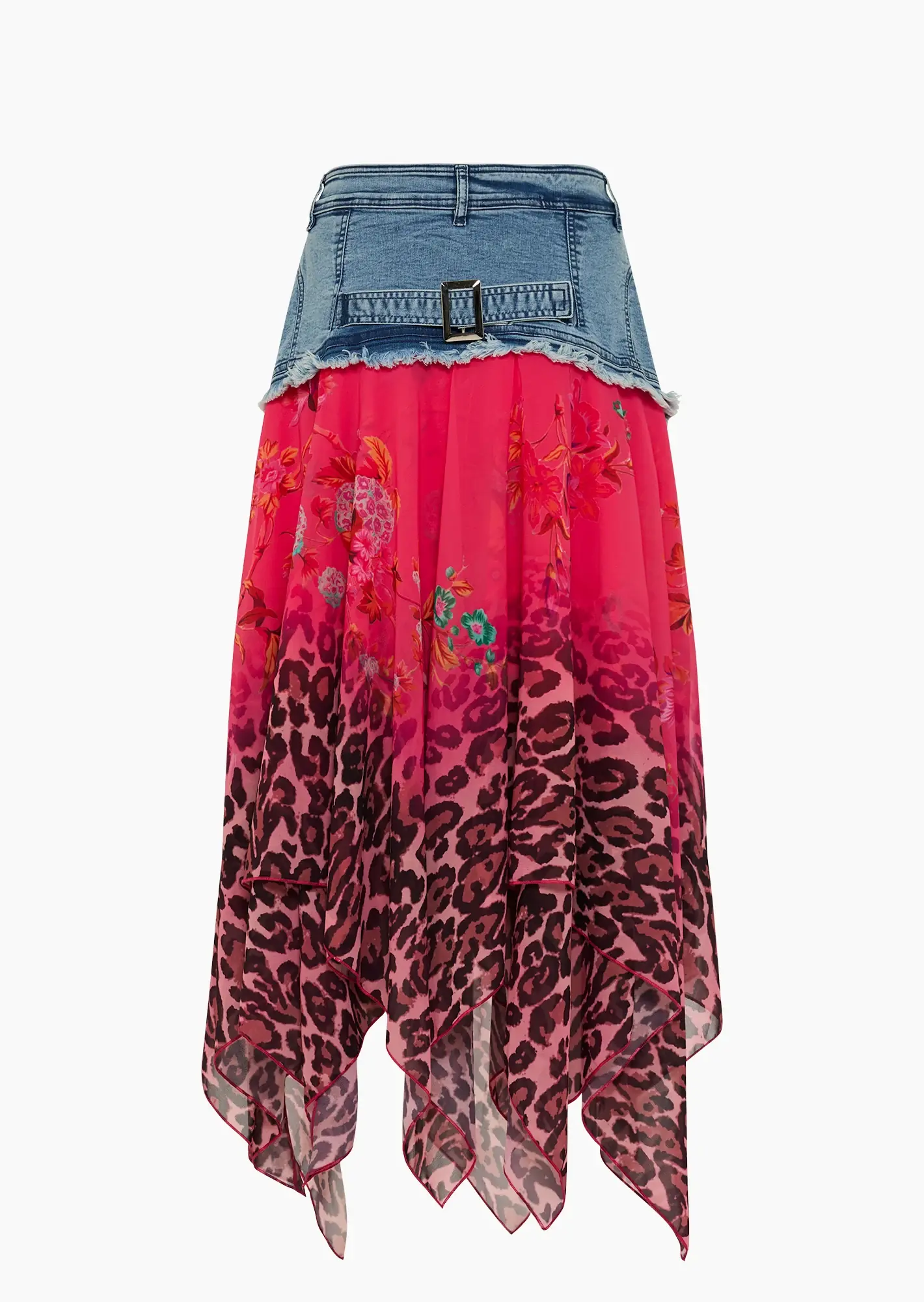 Rock im Denim- & Leo-Blumenstyle, pink