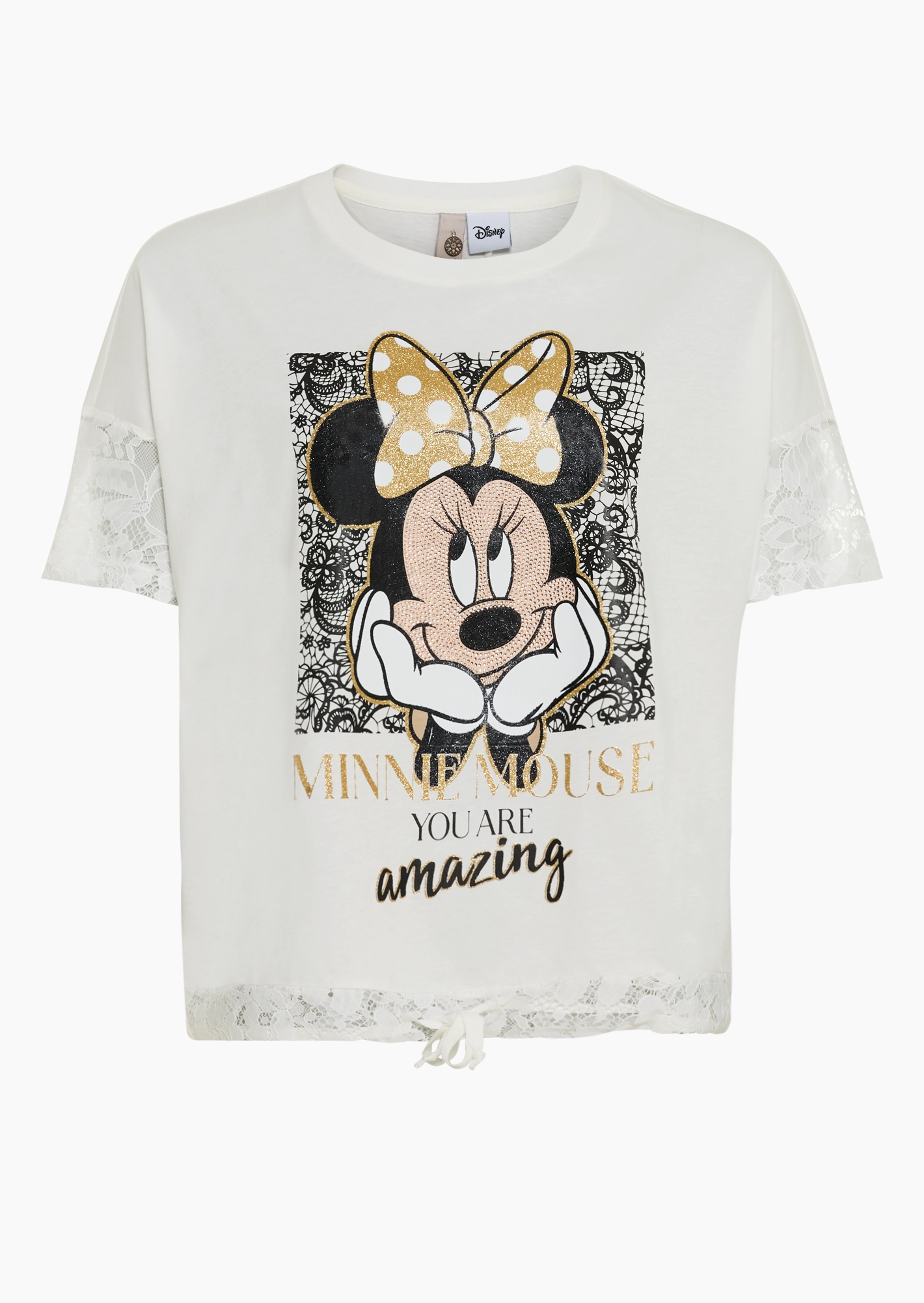 Shirt mit Minnie Mouse & Spitze, offwhite