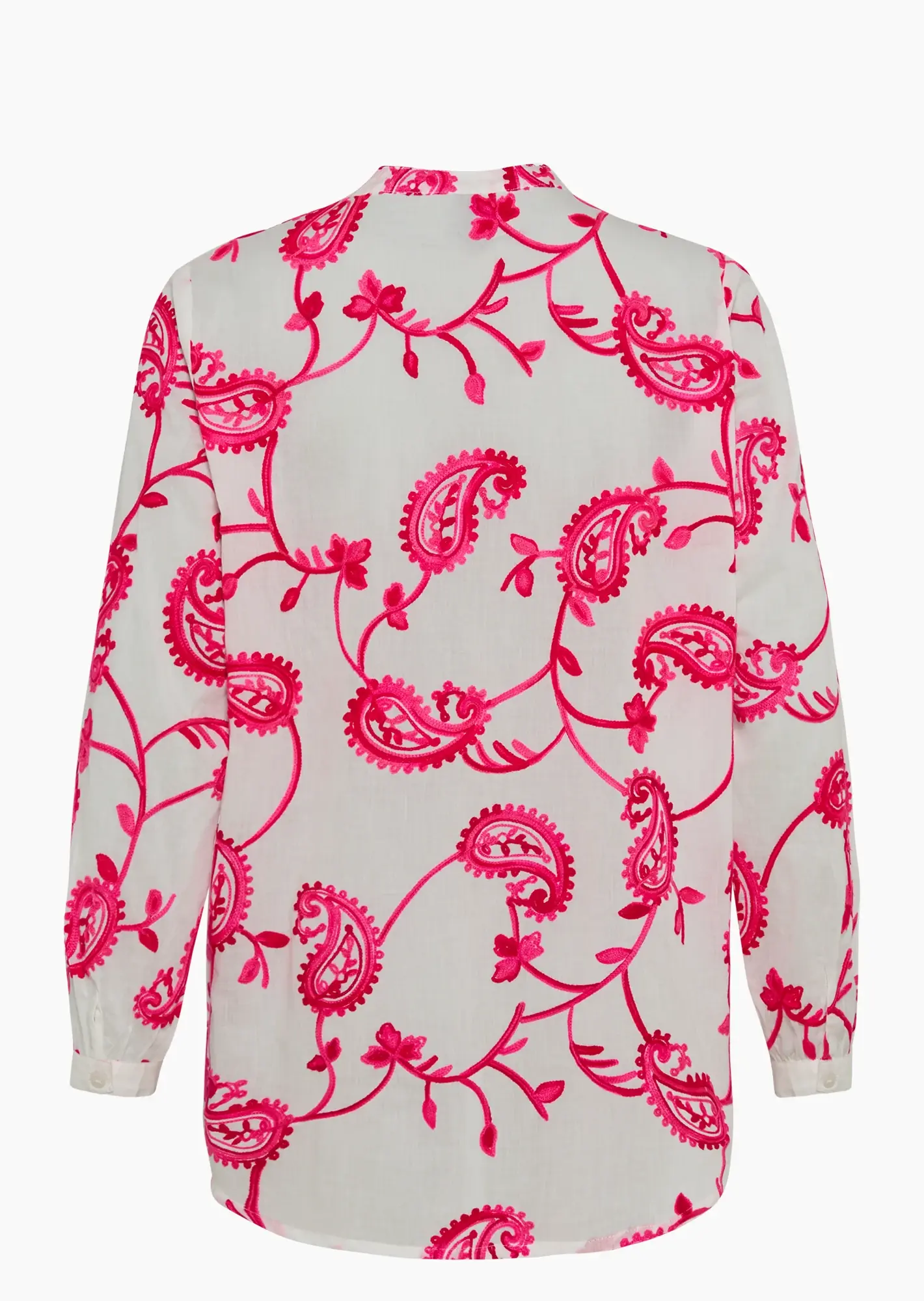 Bluse mit Stickerei, weiß-pink