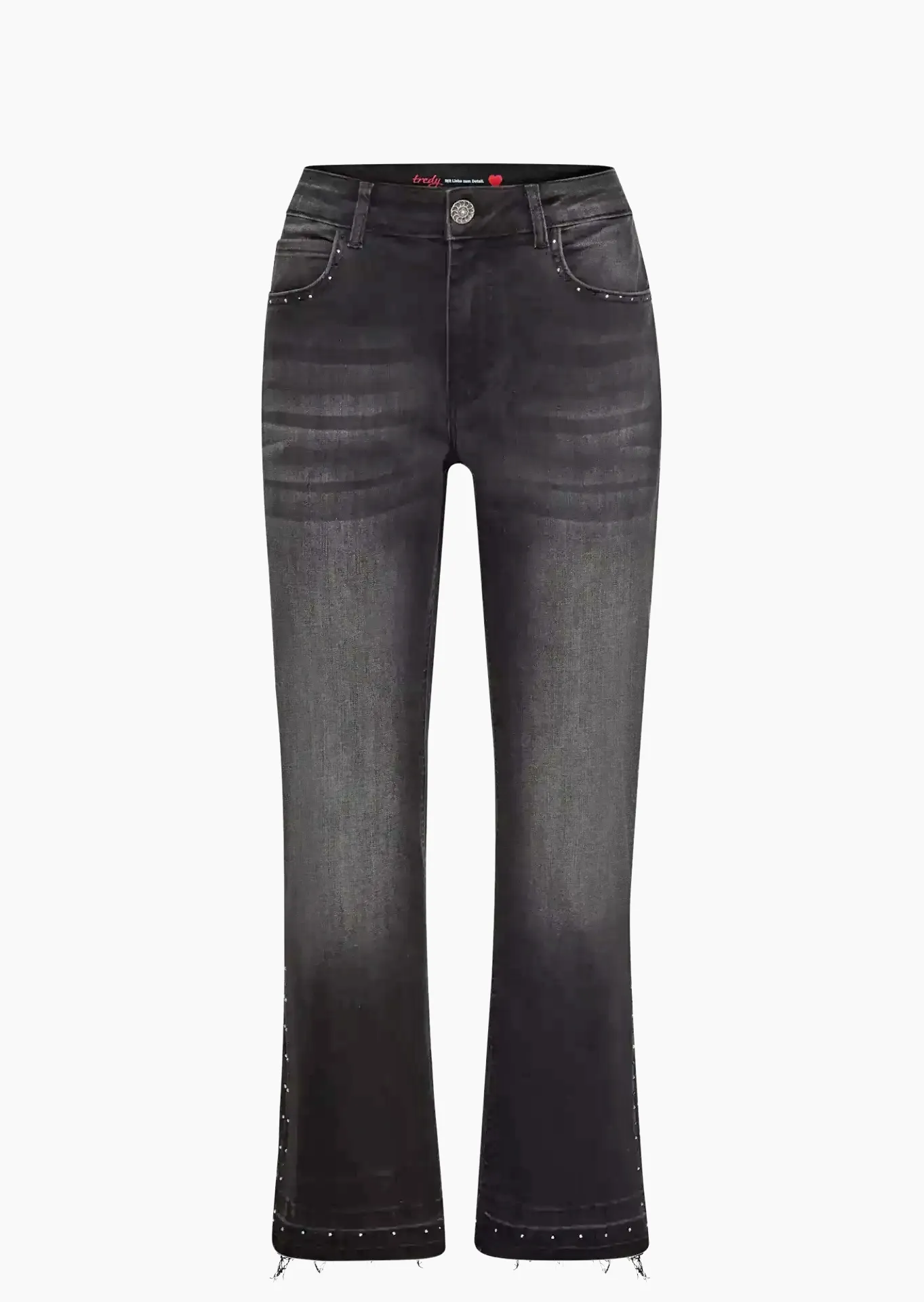Jeans Cropped Flared Schnitt, black denim