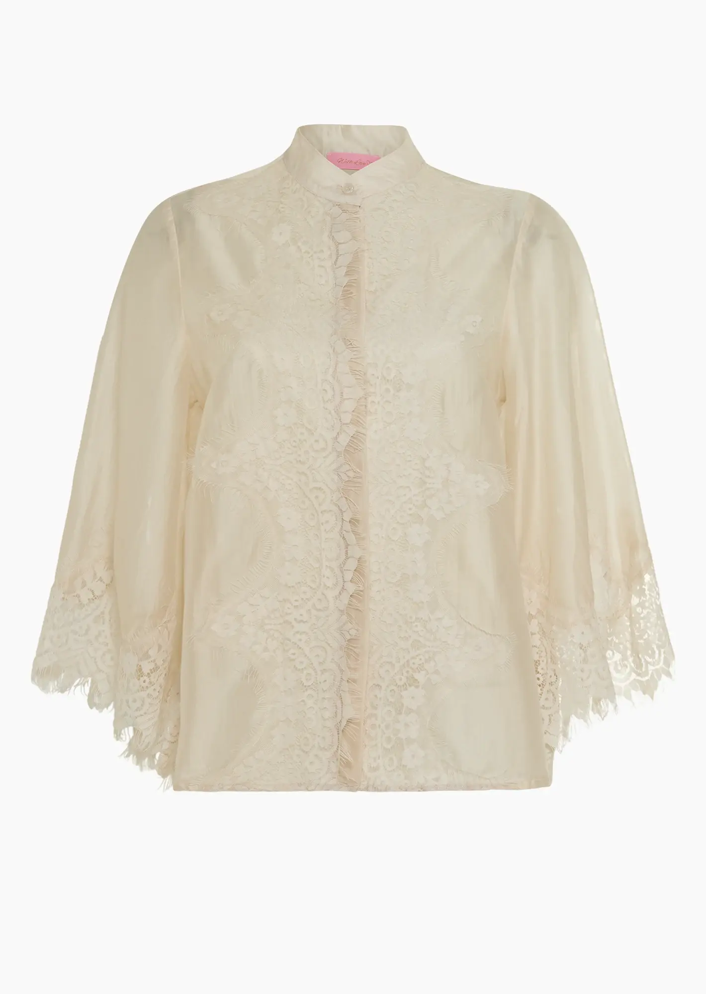 leichte Bluse mit Spitze, crema