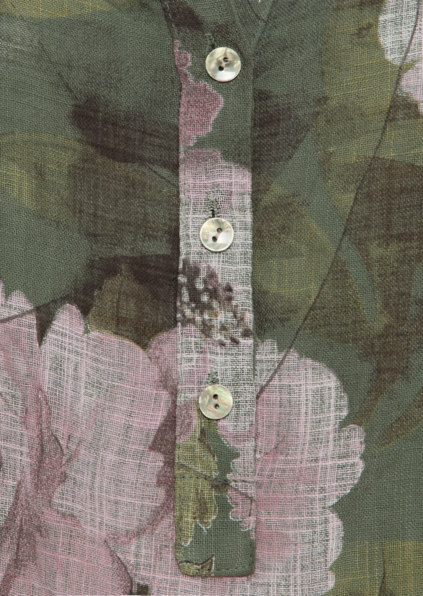 Bluse geblümt, khaki
