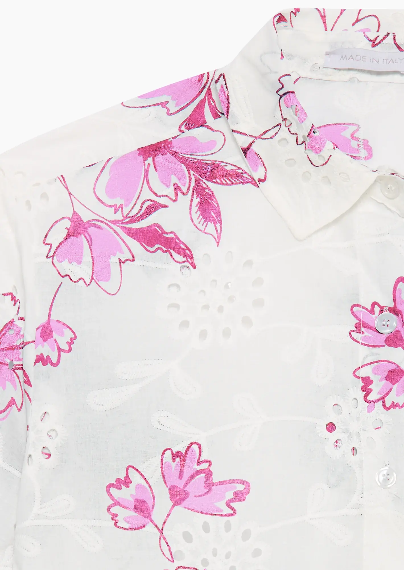 Bluse mit Lochstickerei, pink