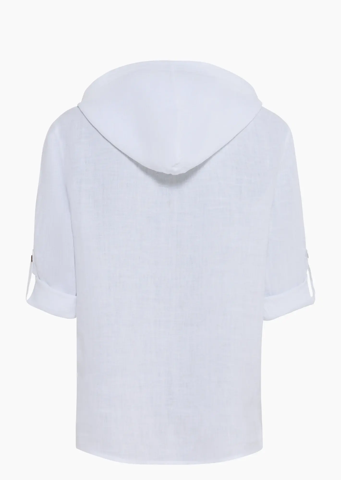 Leinenbluse mit Kapuze, weiß