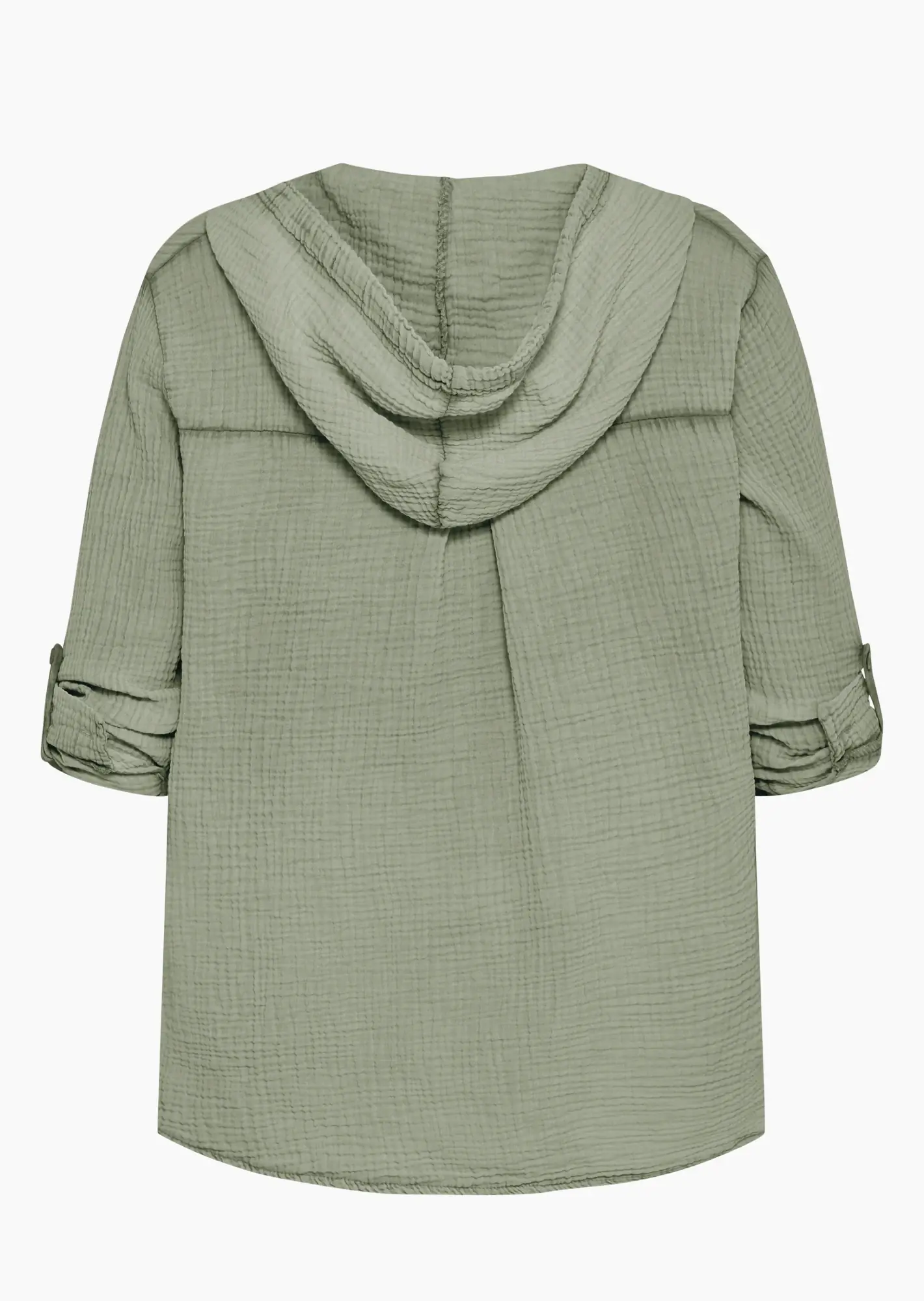 Musselin-Bluse mit Kapuze, salbei