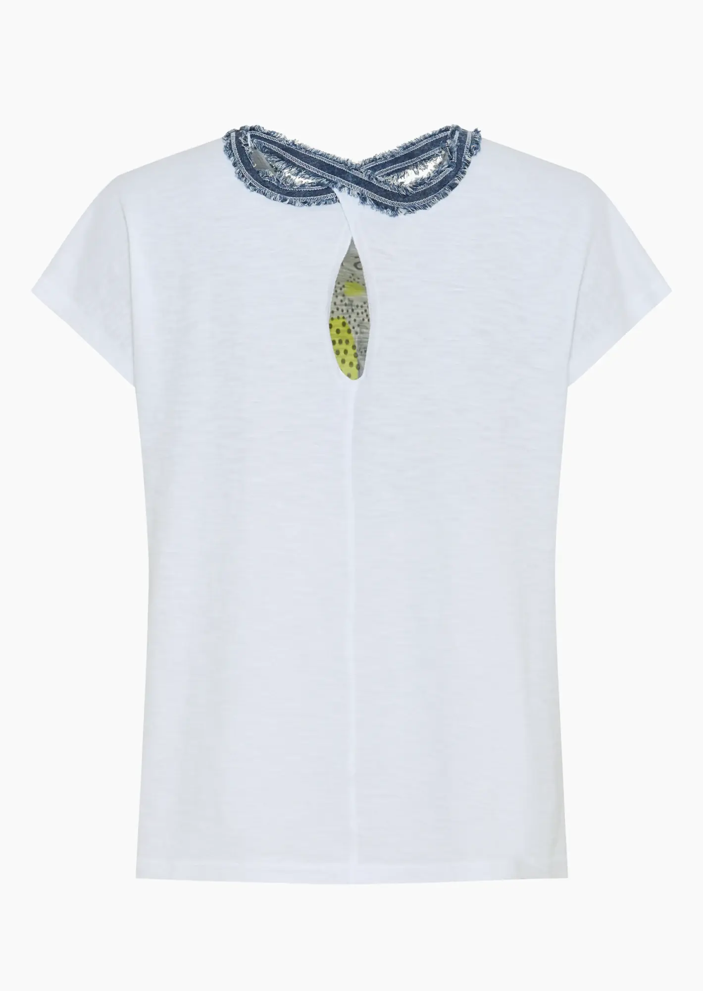 Shirt mit Denim-Details, weiss