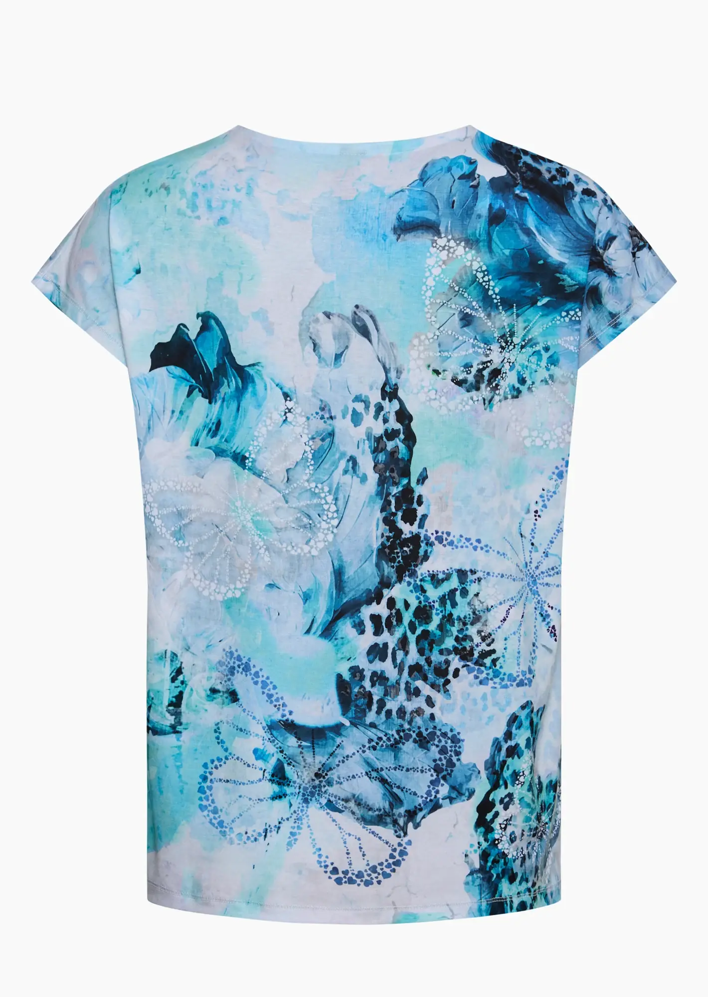 Shirt mit Lettering aus Ziersteinen, blau