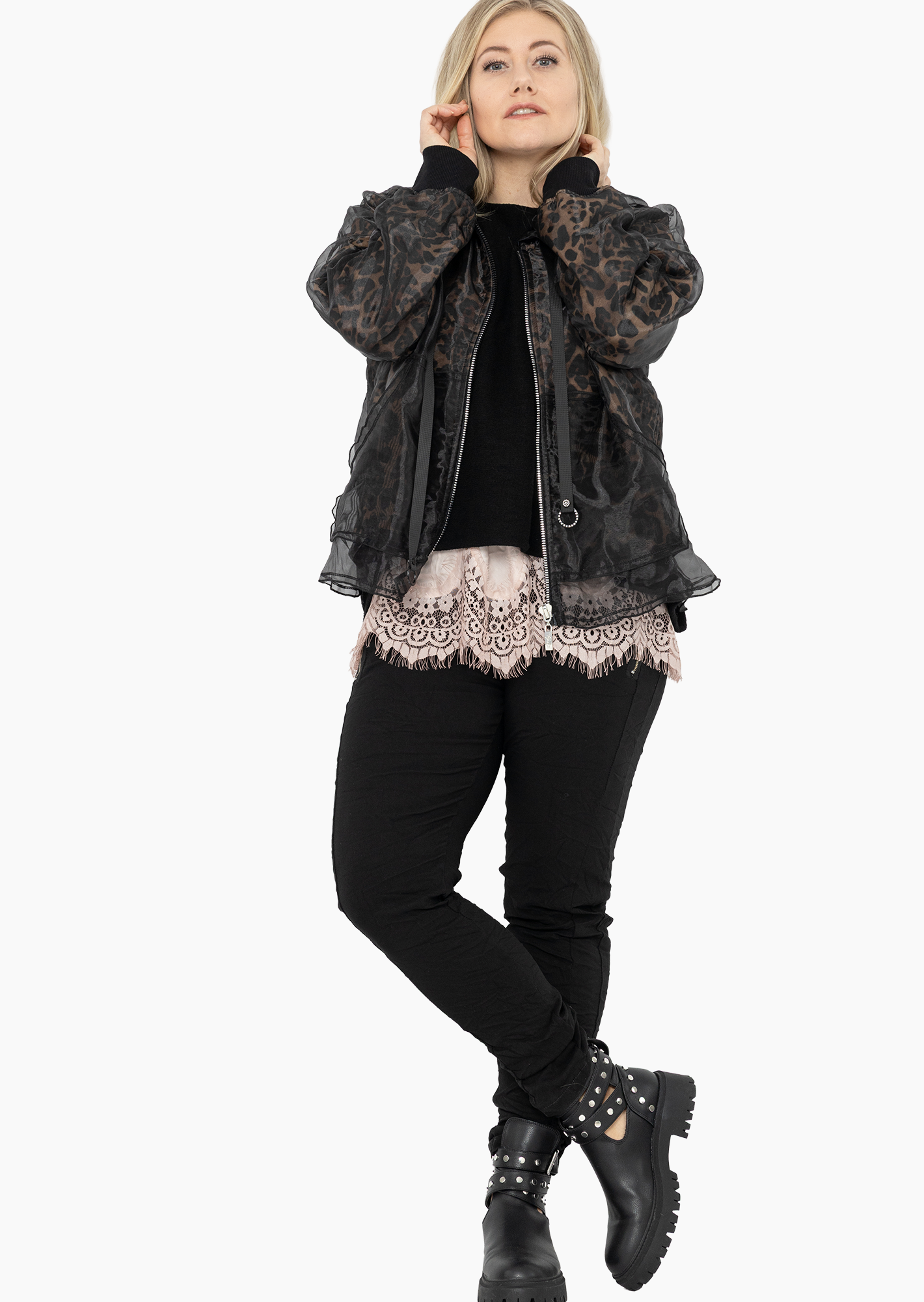 Sweatjacke mit Highlights, schwarz