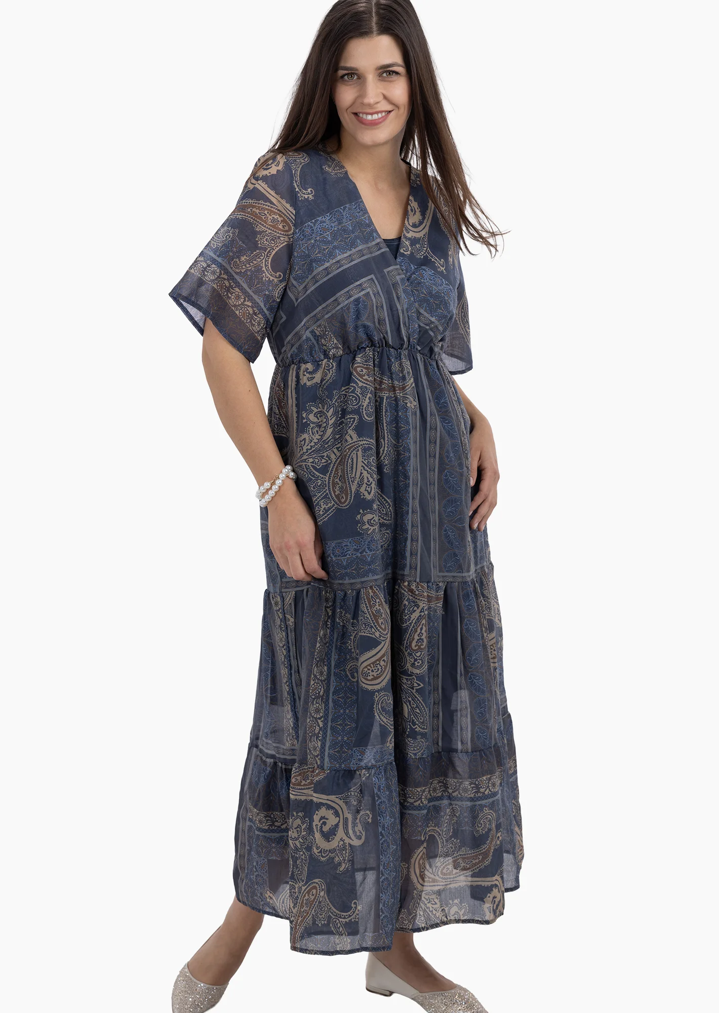leichtes Kleid im Alloverprint, navy