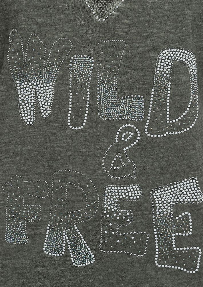 Shirt 'Wild & free', oliv,