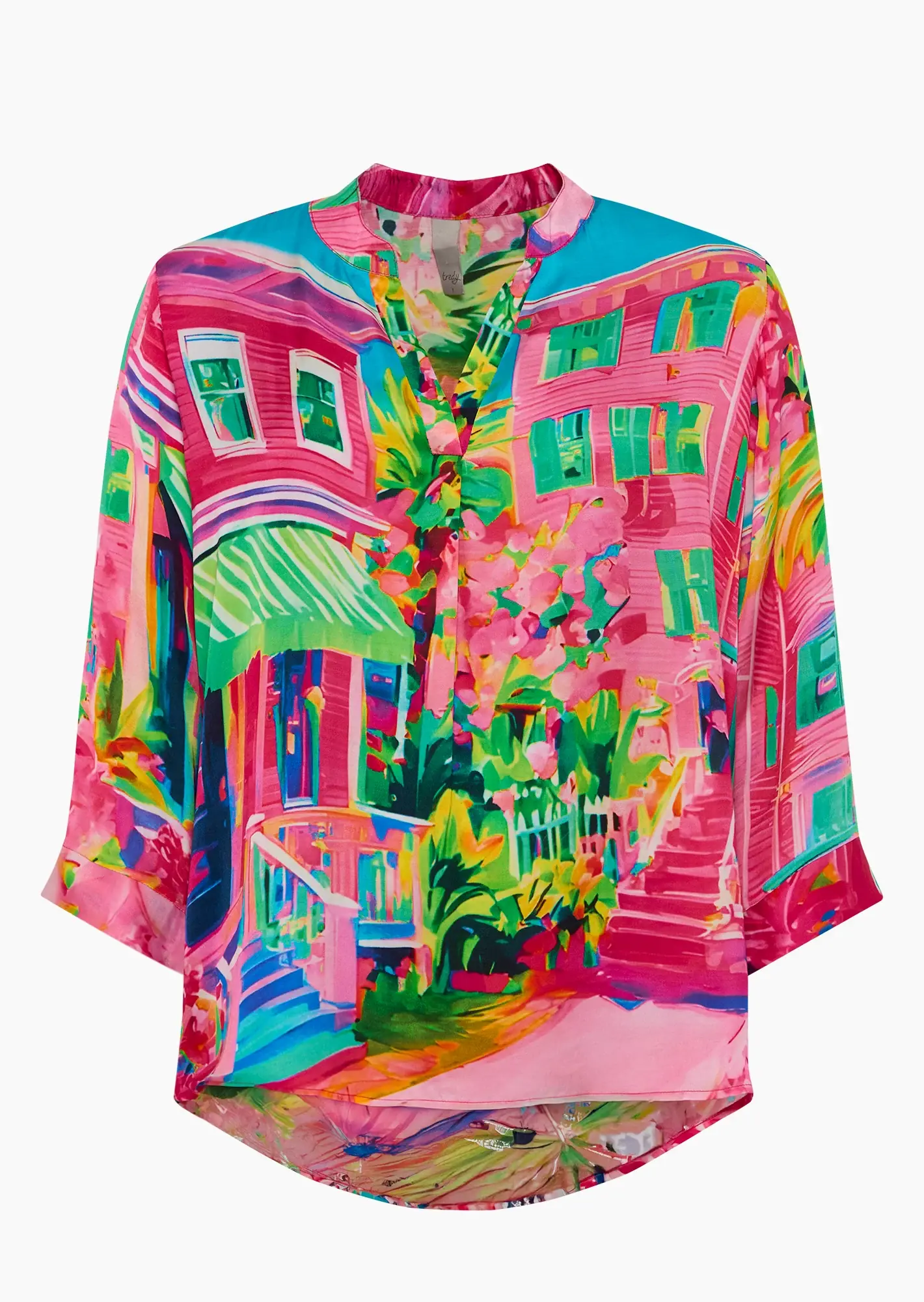 Viskose-Satin-Bluse im farbenfrohen Print, pink