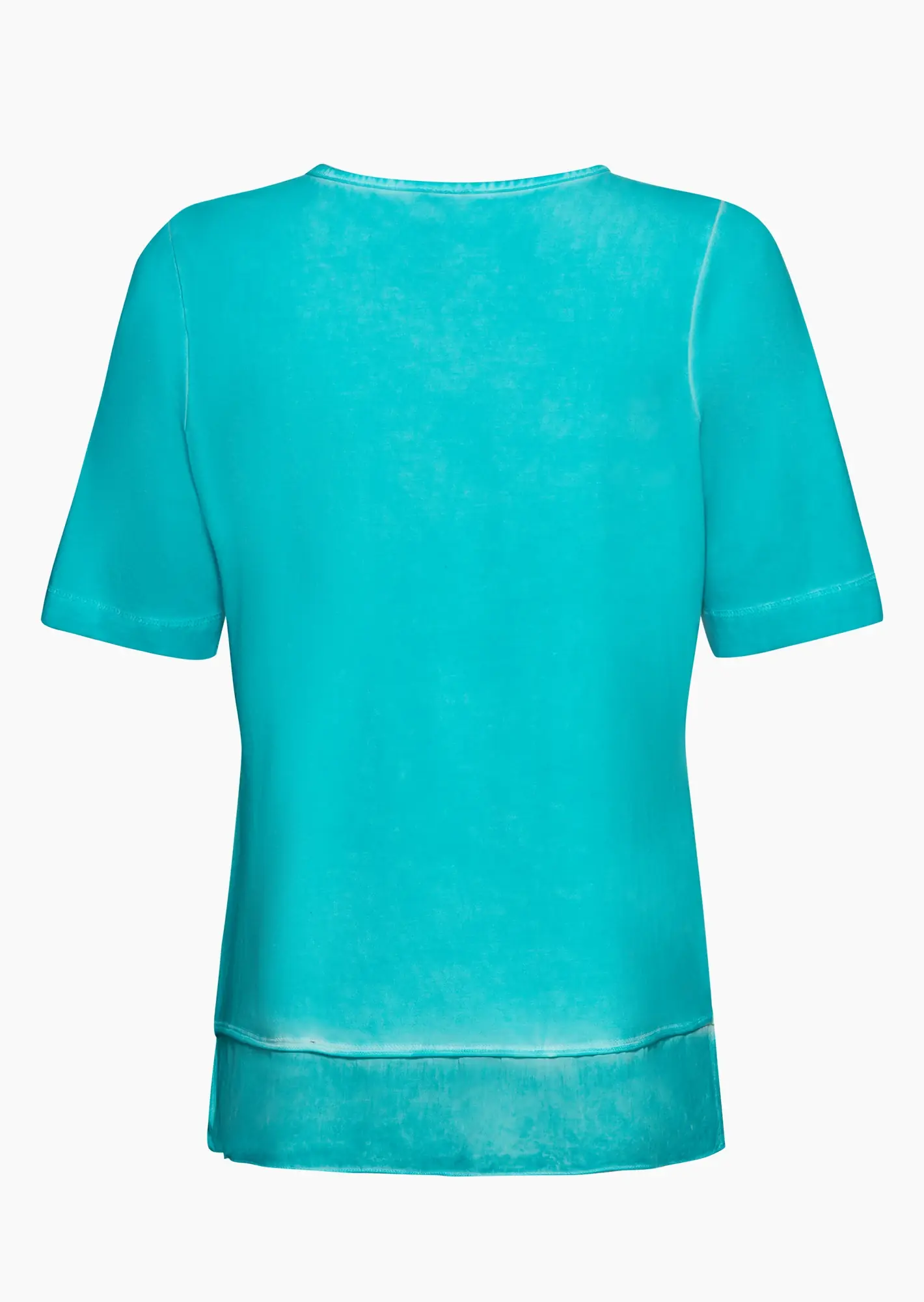 Shirt mit Ziersteinen im Lagenlook, türkis