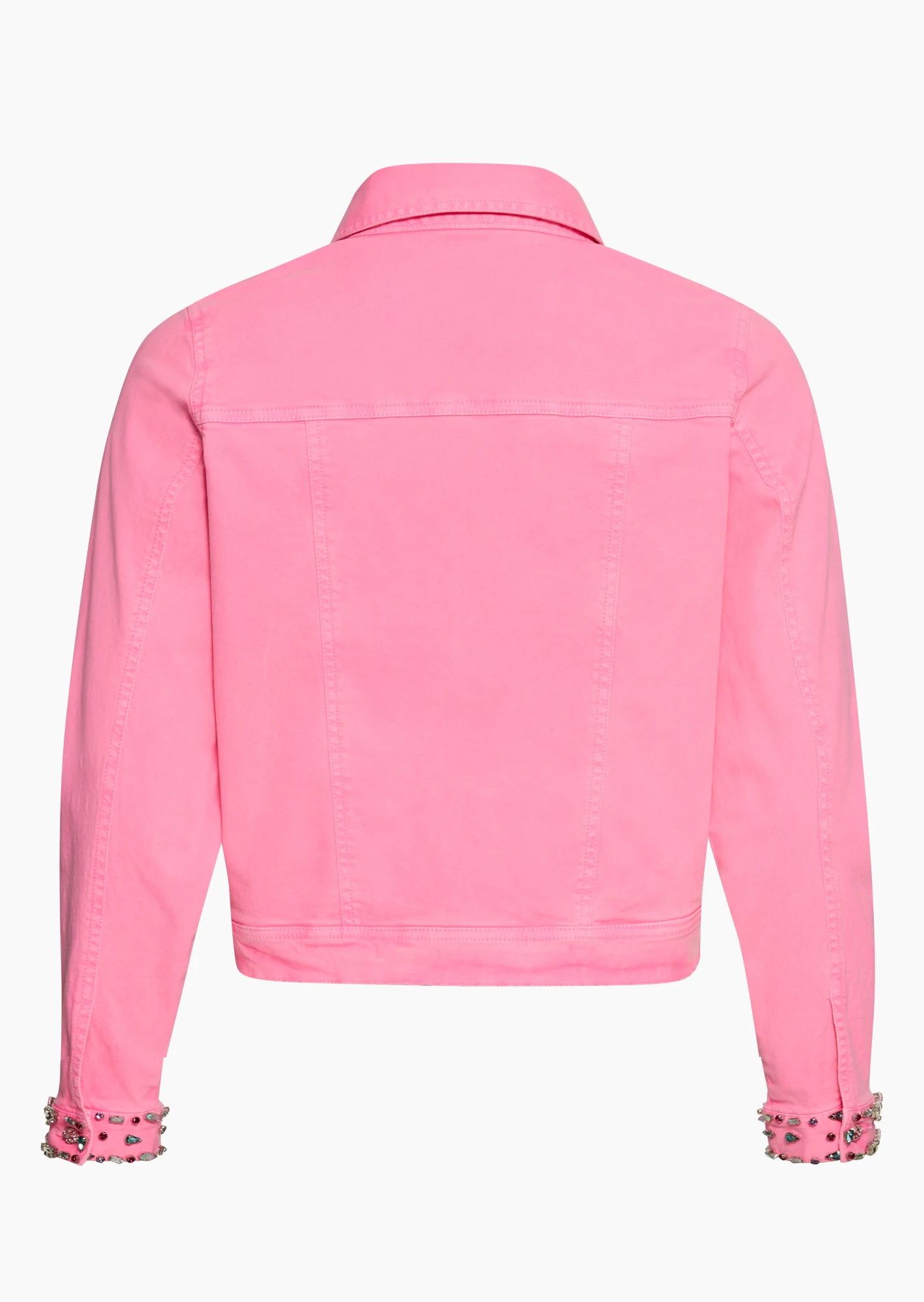 Jeansjacke mit Ziersteinen, pink