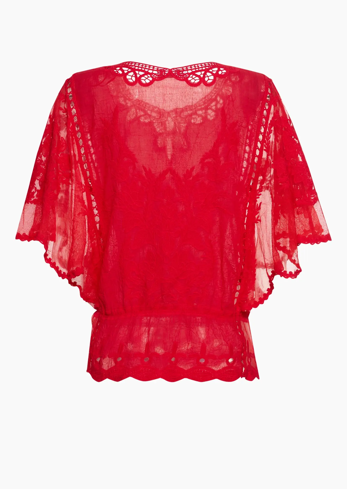 transparente Bluse mit Stickerei, tredyrot