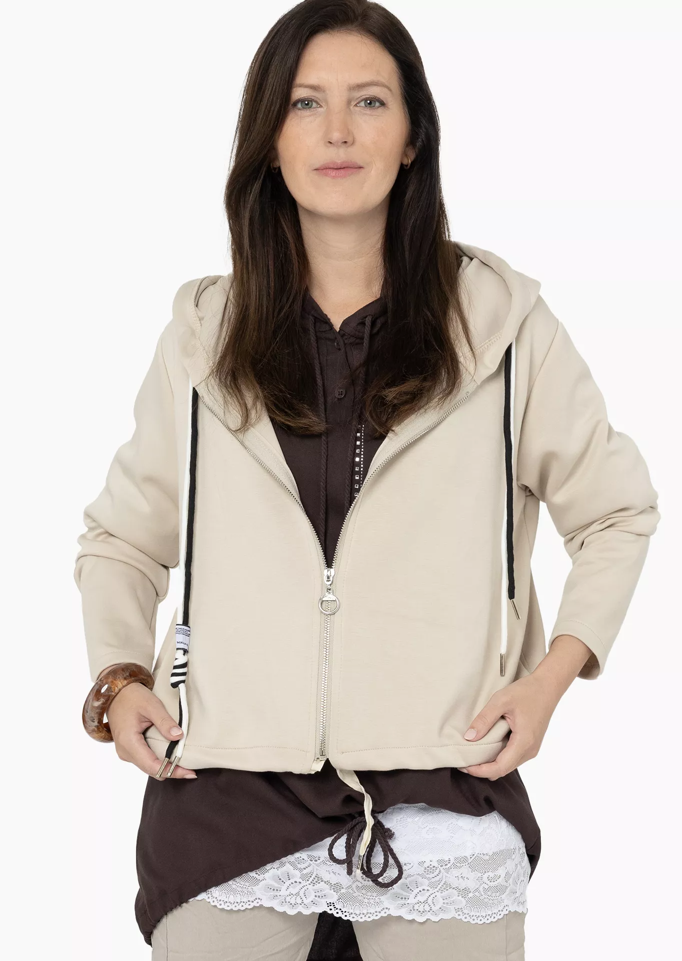 stylische Sweatjacke, crema
