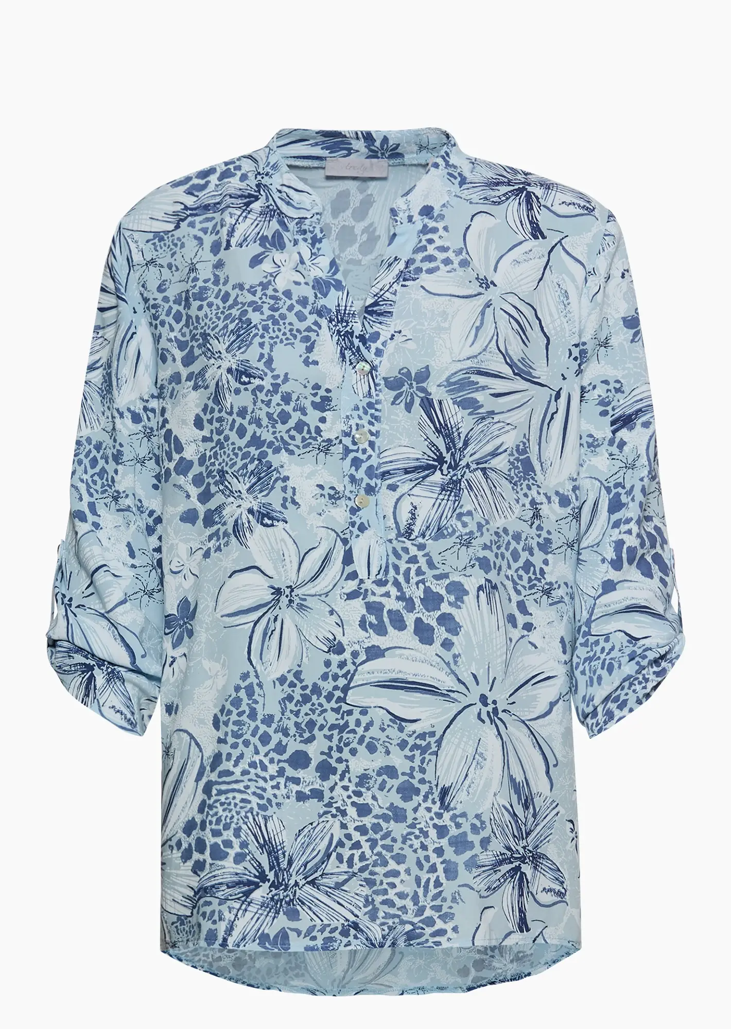 Bluse im Alloverprint, eiskristall