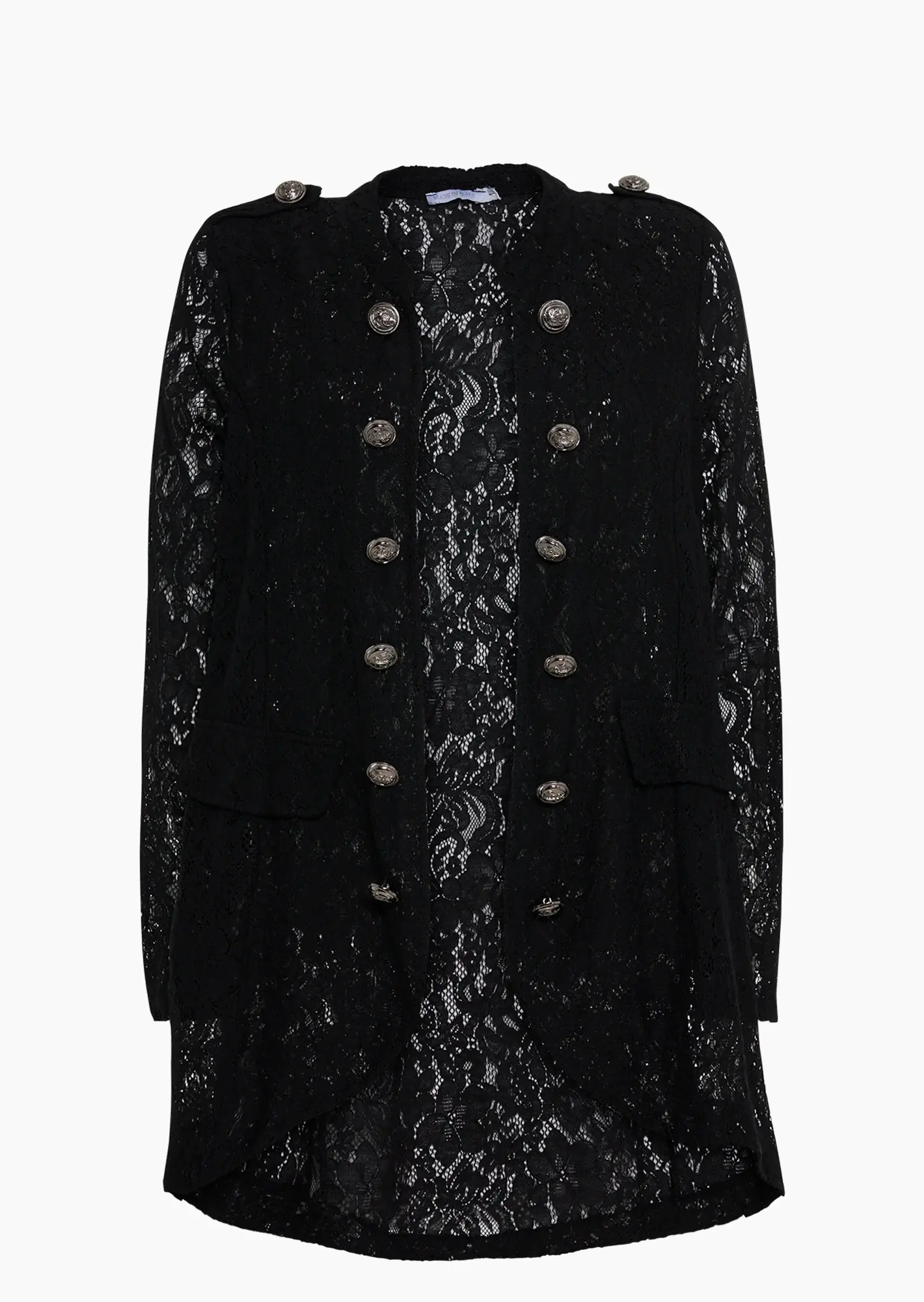 Blazer aus Spitze im Military-Style, schwarz