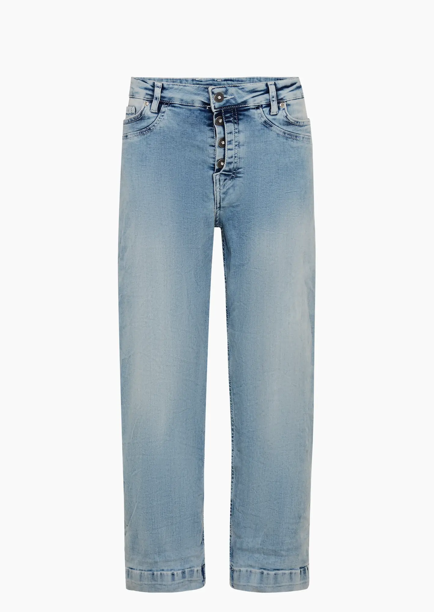 Wide Leg Jeans mit Knopfleiste, bleached denim