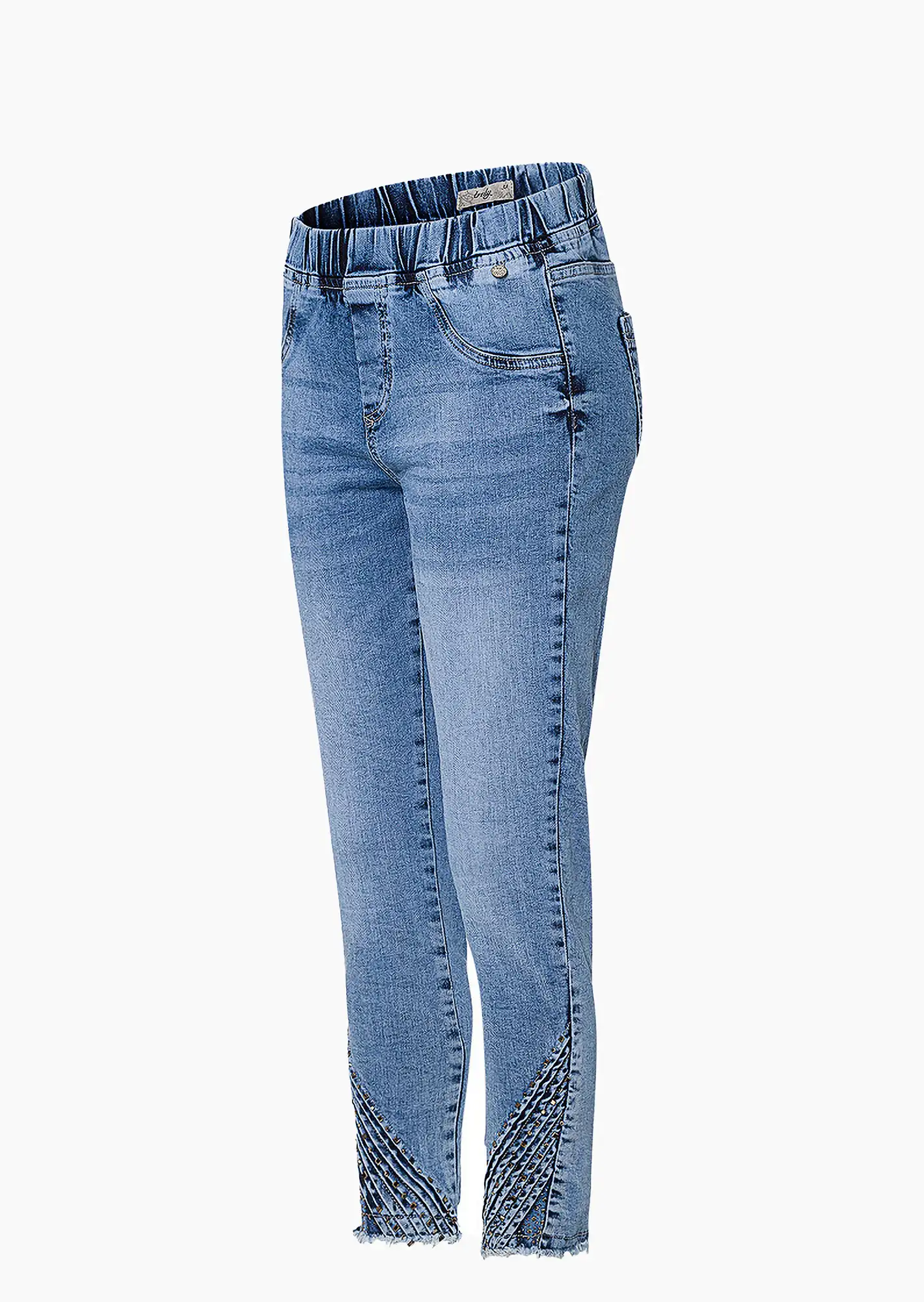 Jeggings mit Ziernieten, light blue denim