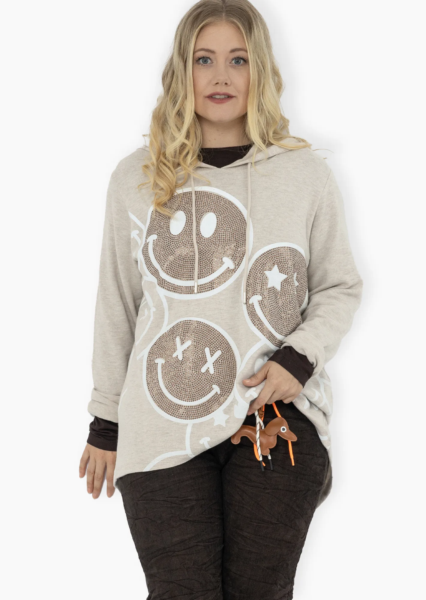 Langarmshirt in Strick, sand-melange