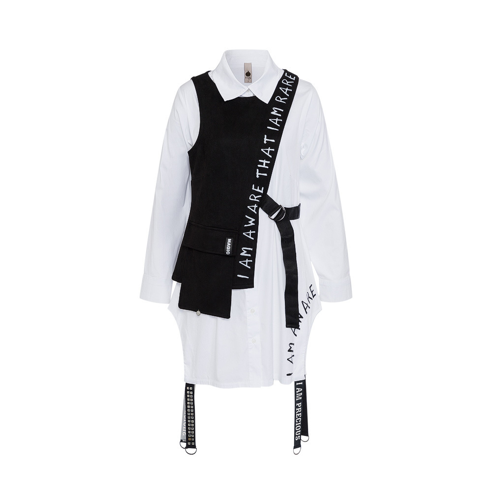 2 in 1 Bluse, schwarz-weiß