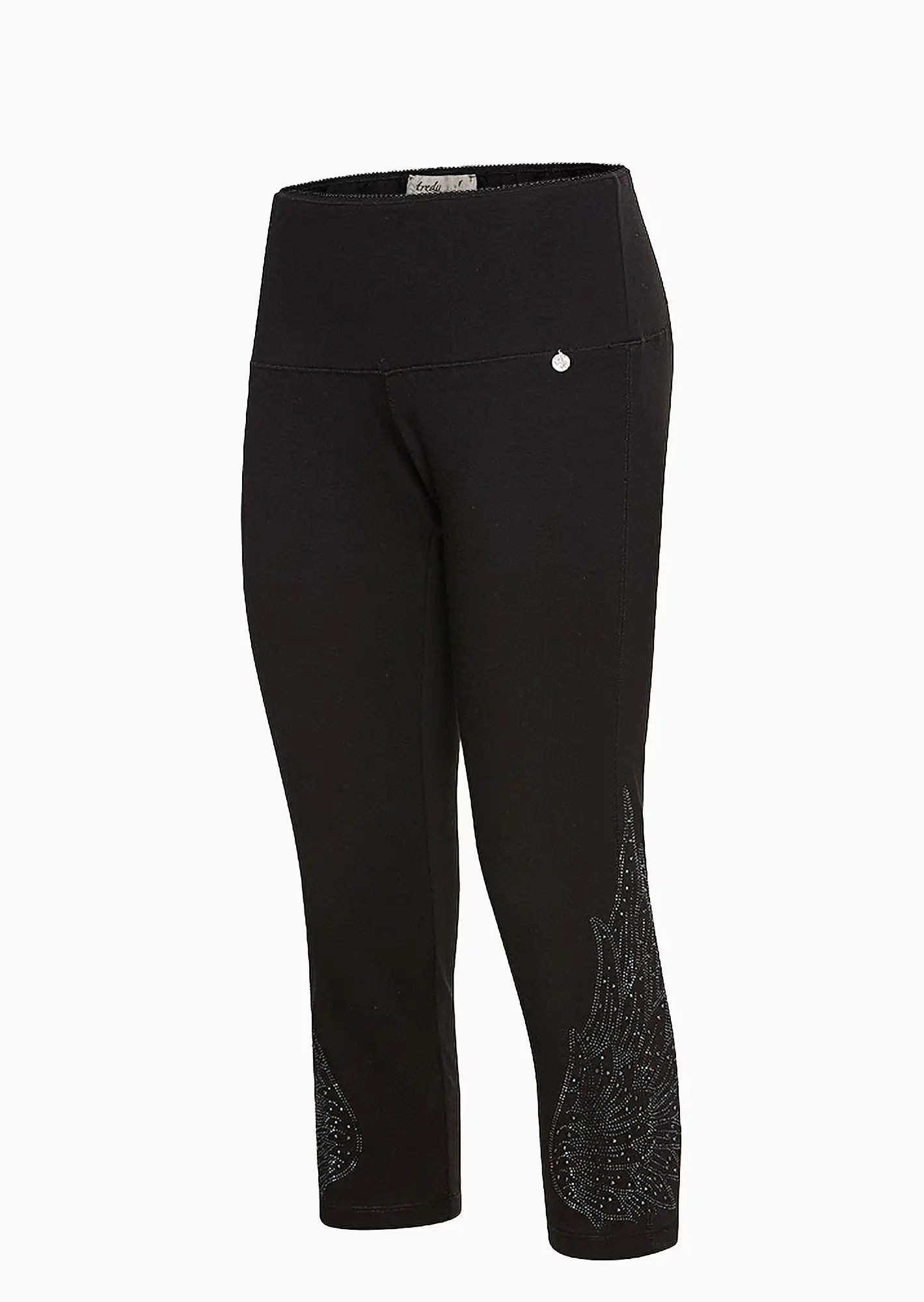Capri-Leggings mit Ziersteinen, schwarz