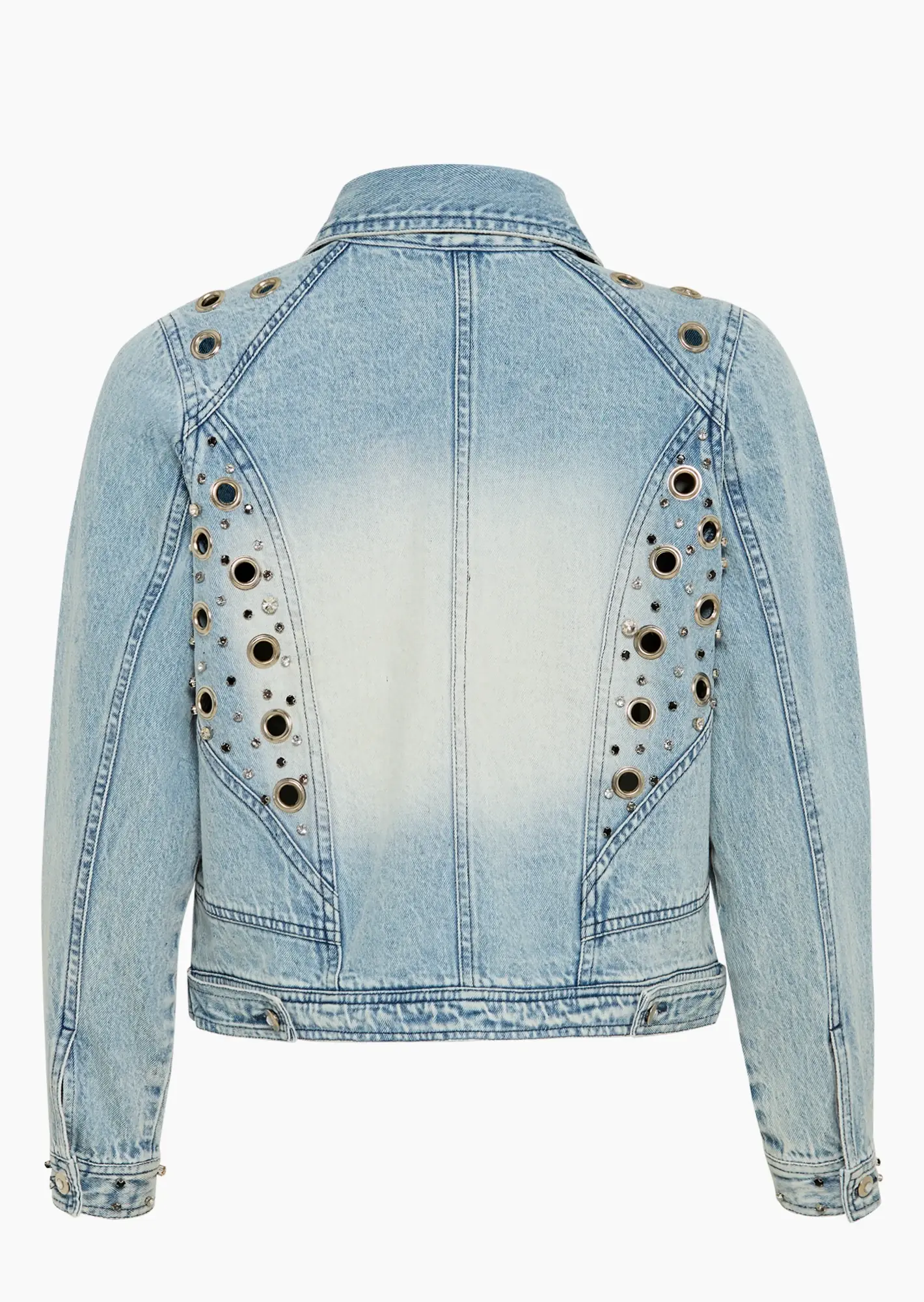 Jeansjacke mit stylischen Applikationen, bleached denim