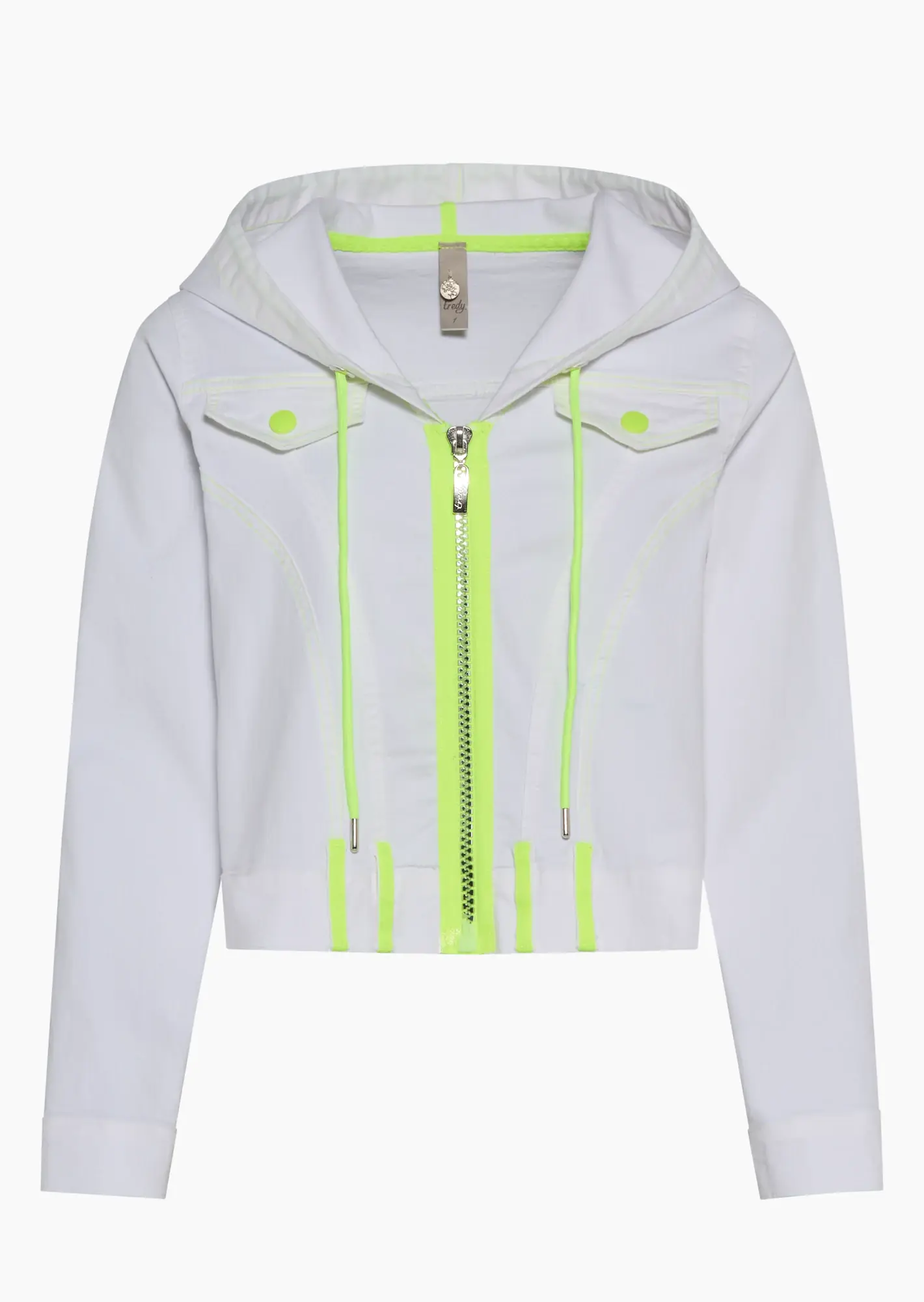 Jeansjacke mit Farbhighlights, weiß