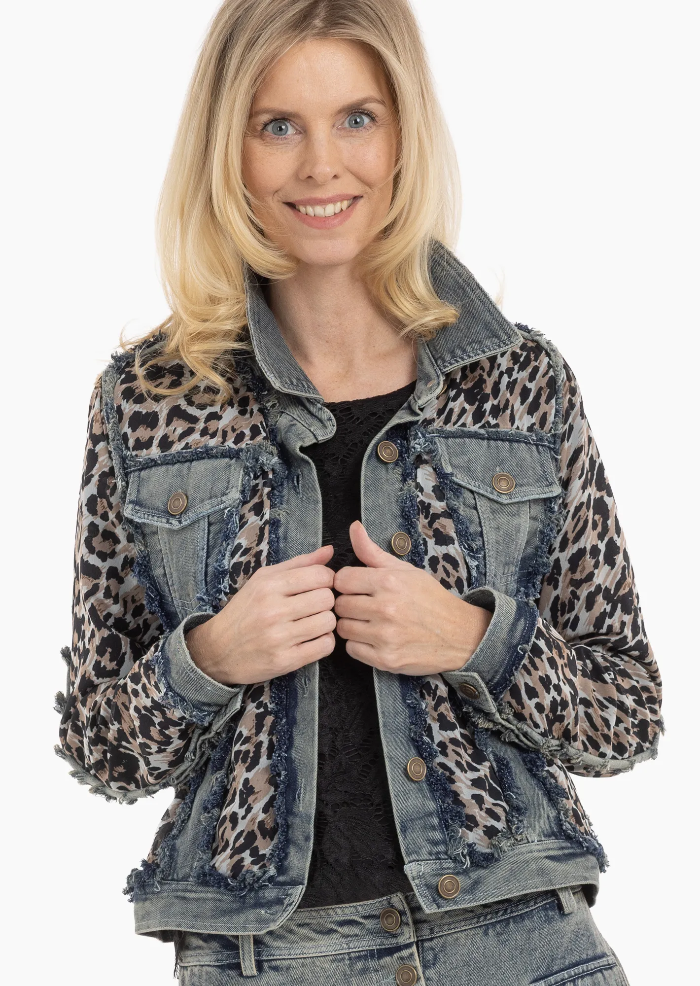 Jeansjacke kombiniert mit Leodesign, blue denim