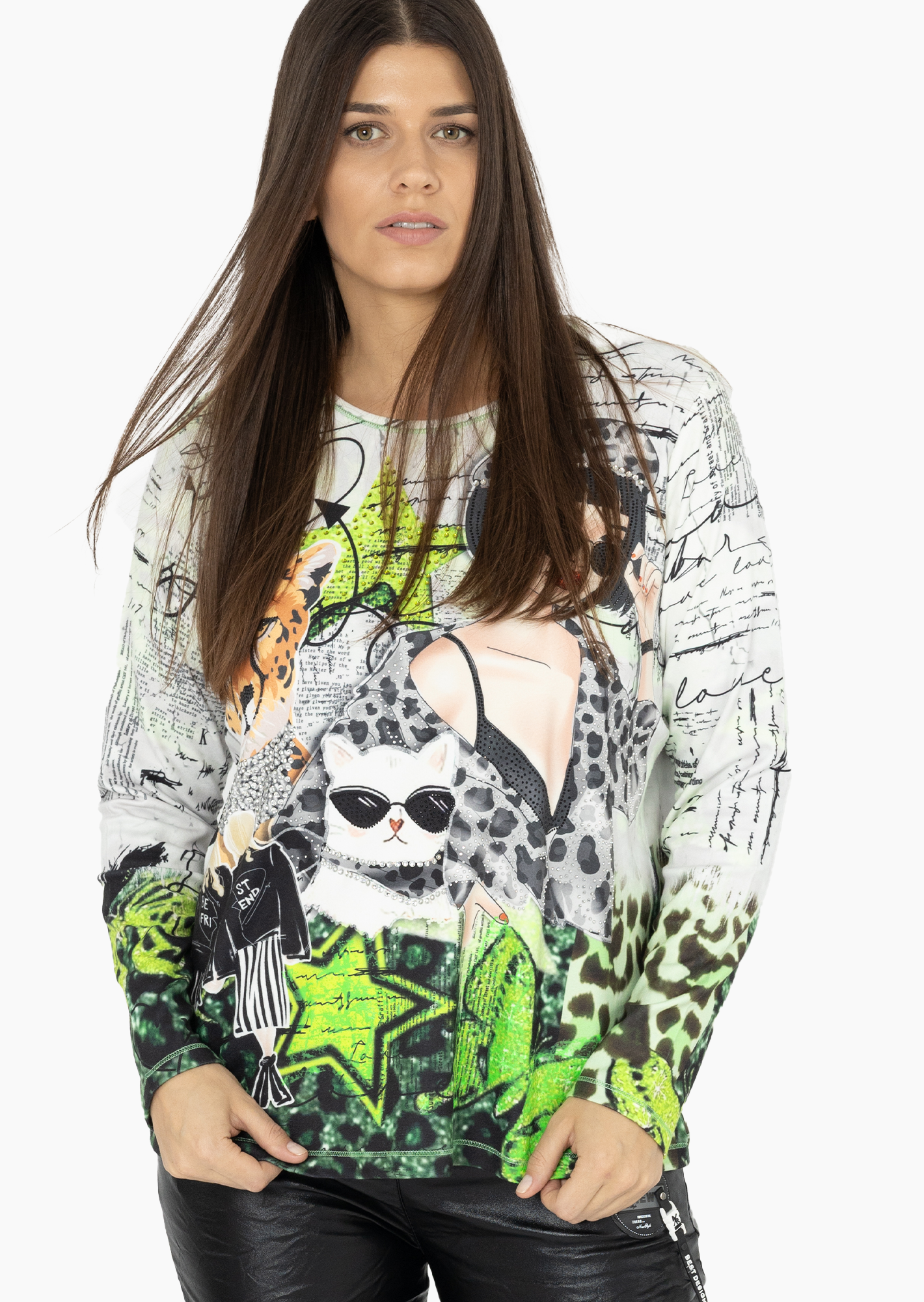 Langarmshirt 'Katzen', granny