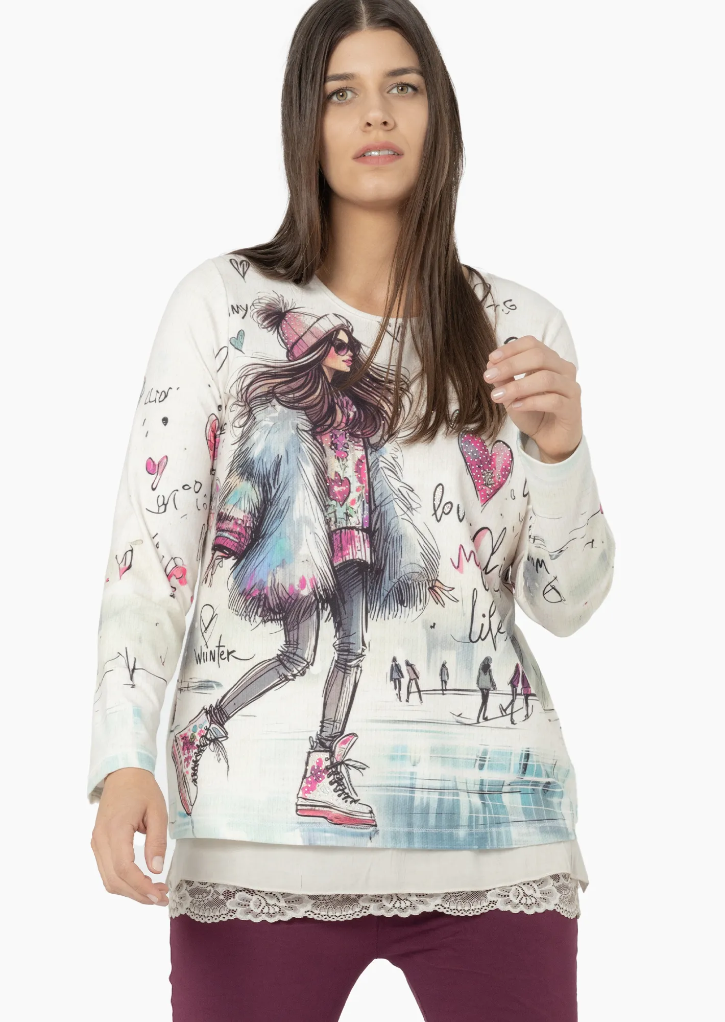 kuscheliges Langarmshirt, bunt