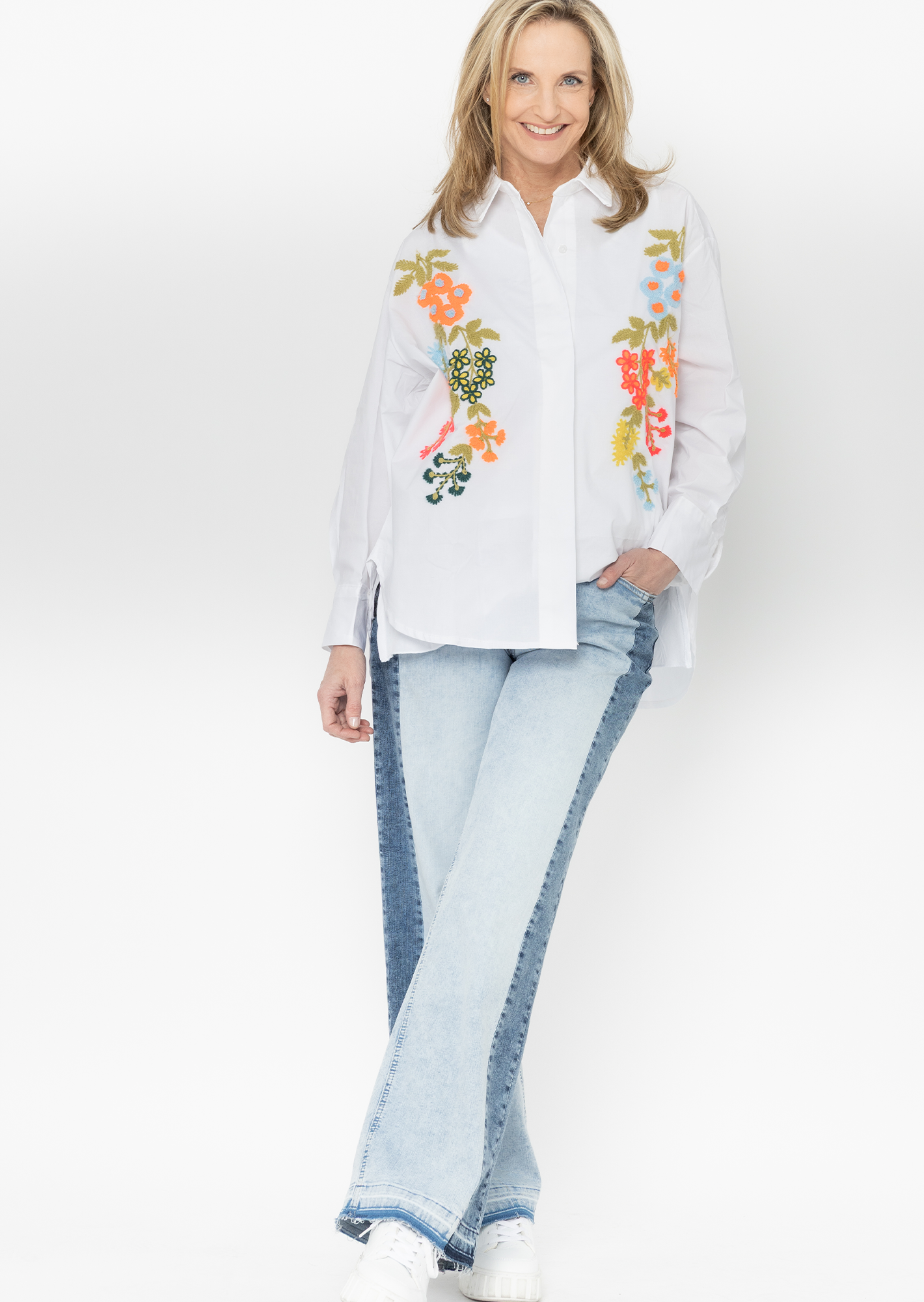 Wide Leg Jeans bicolor, blue denim