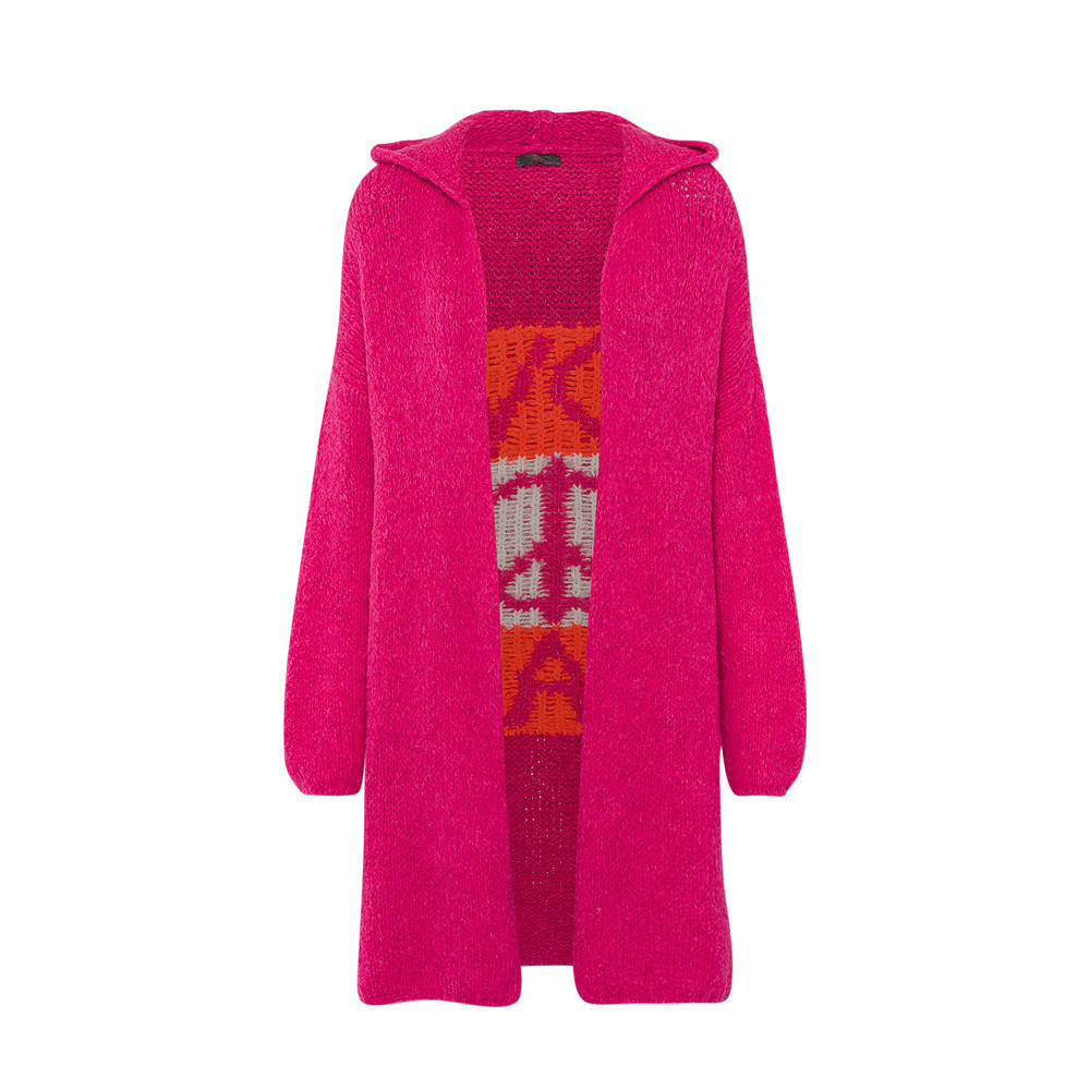 Strickjacke mit Lettering, pink flash
