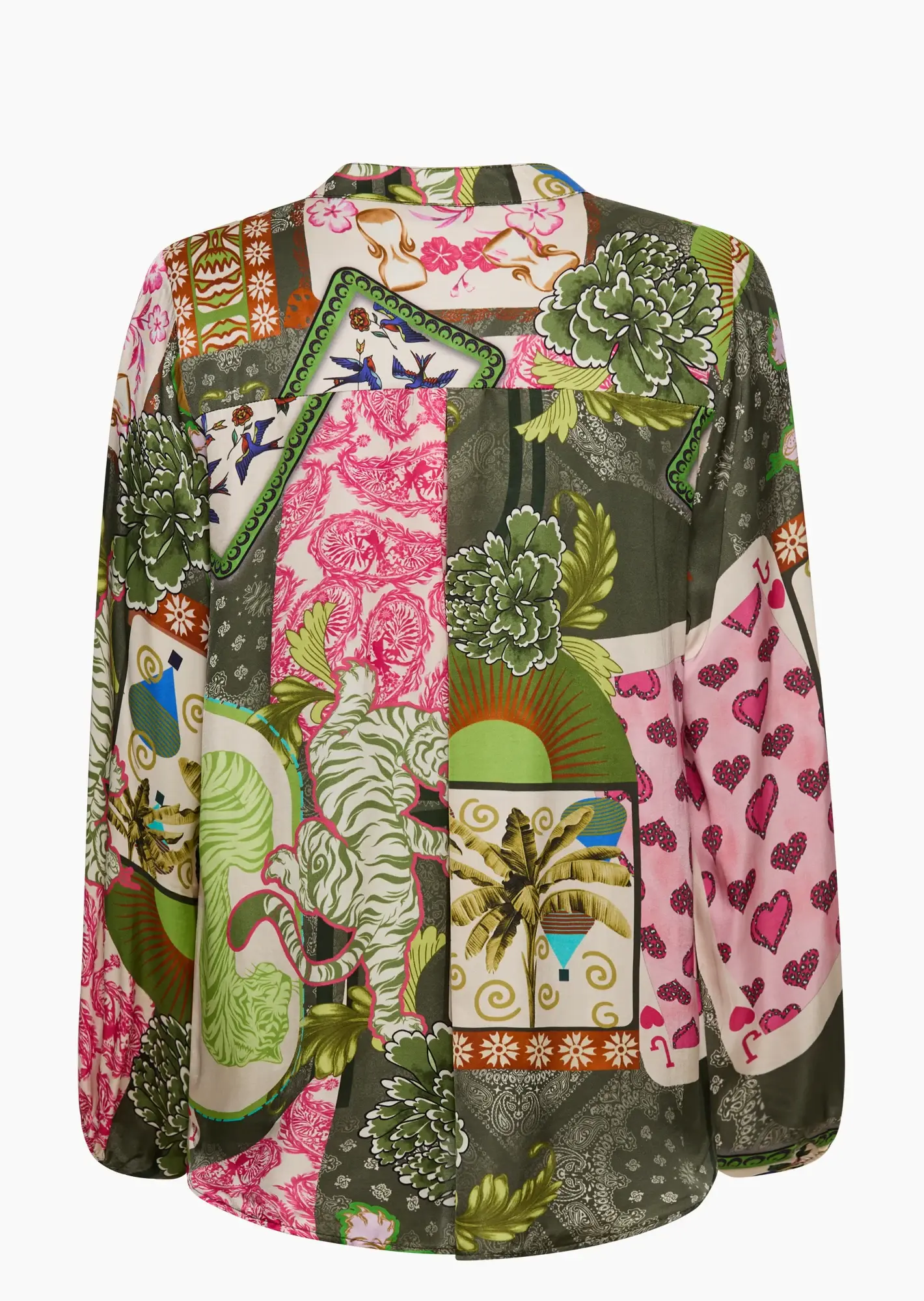 Bluse aus Viskose-Satin, bunt
