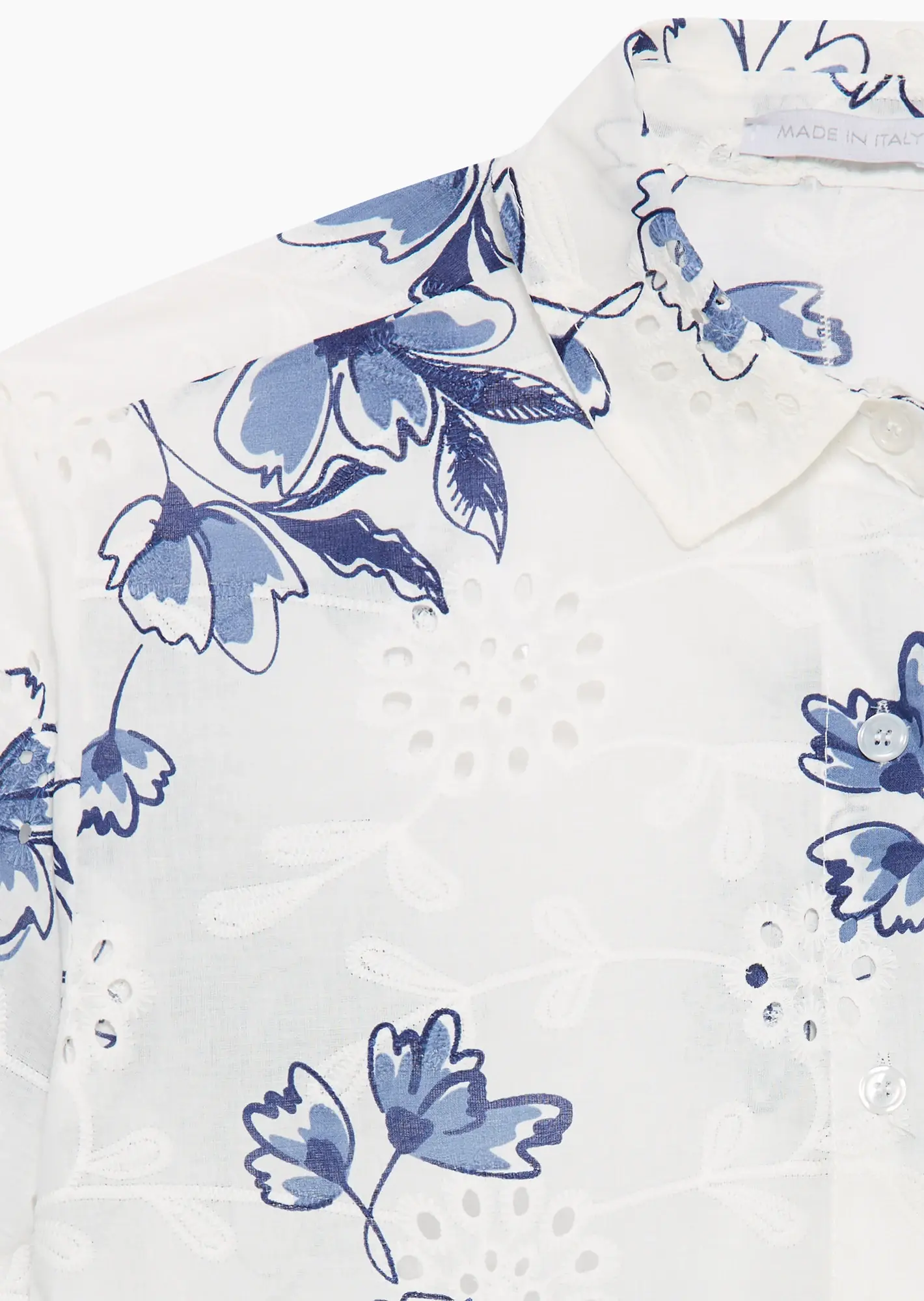 Bluse mit Lochstickerei, blau