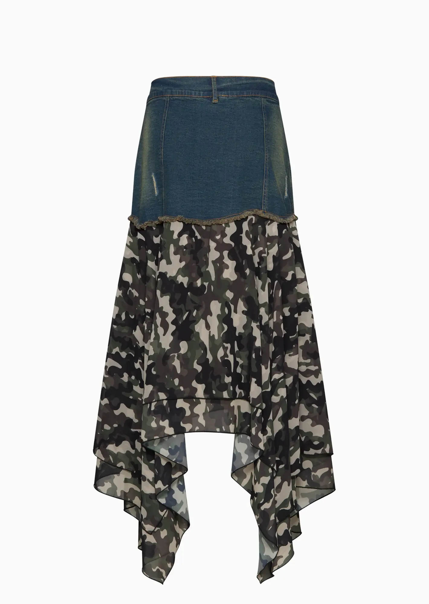 Rock im Denim- und Camouflagestyle, oliv