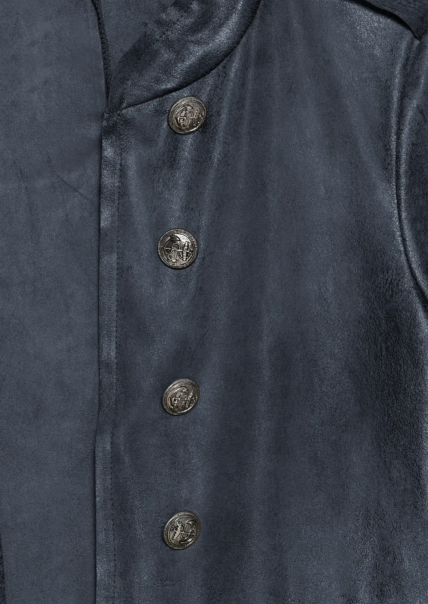 Military-Blazer in Leder-Optik, navy