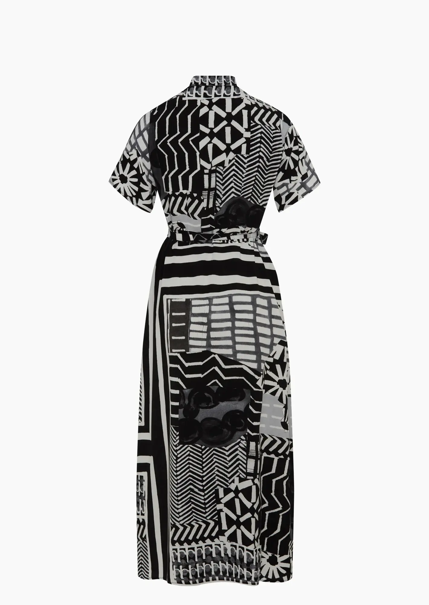 gemustertes Wickelkleid, schwarz-weiß