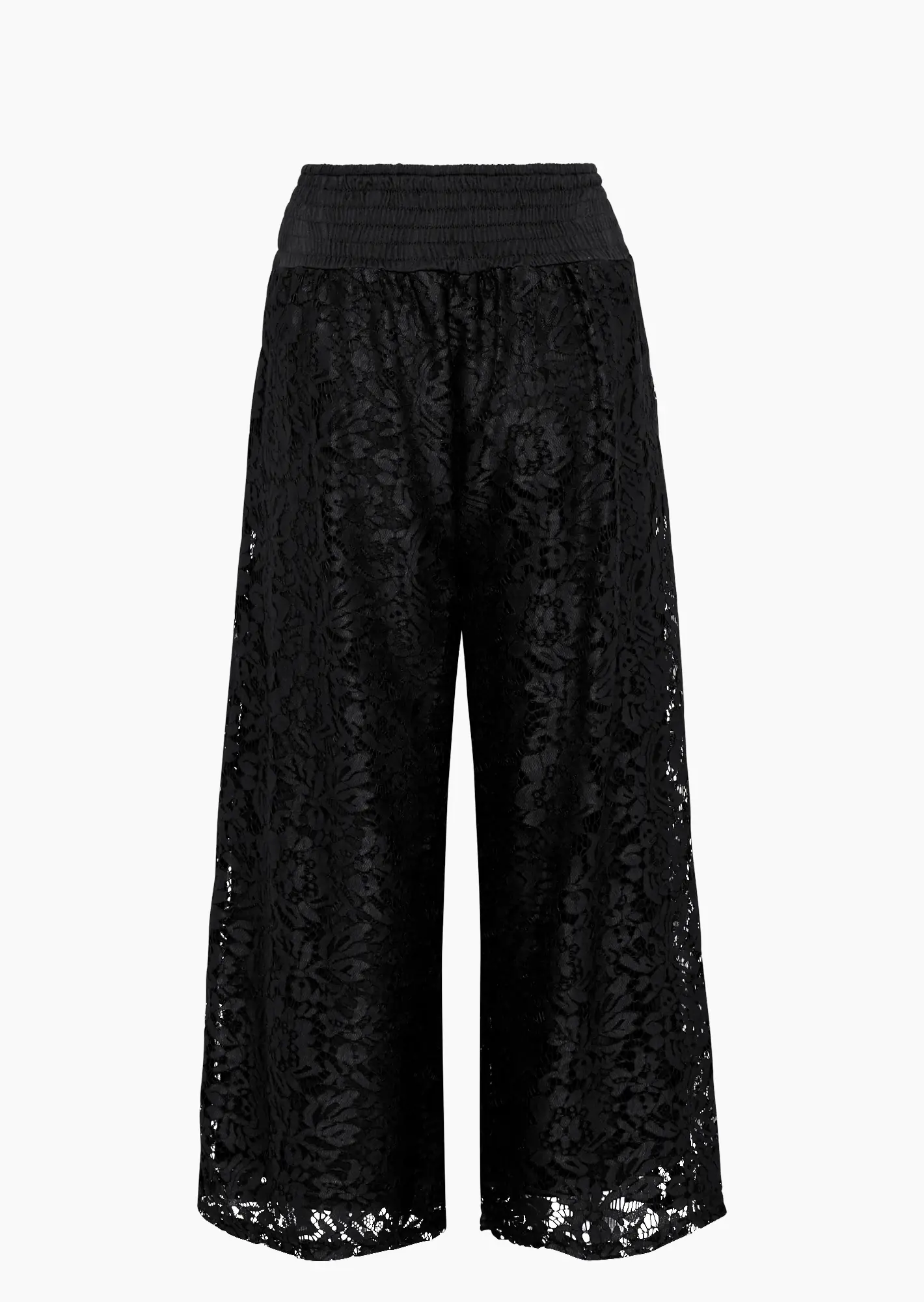 Wide Leg Spitzenhose, schwarz