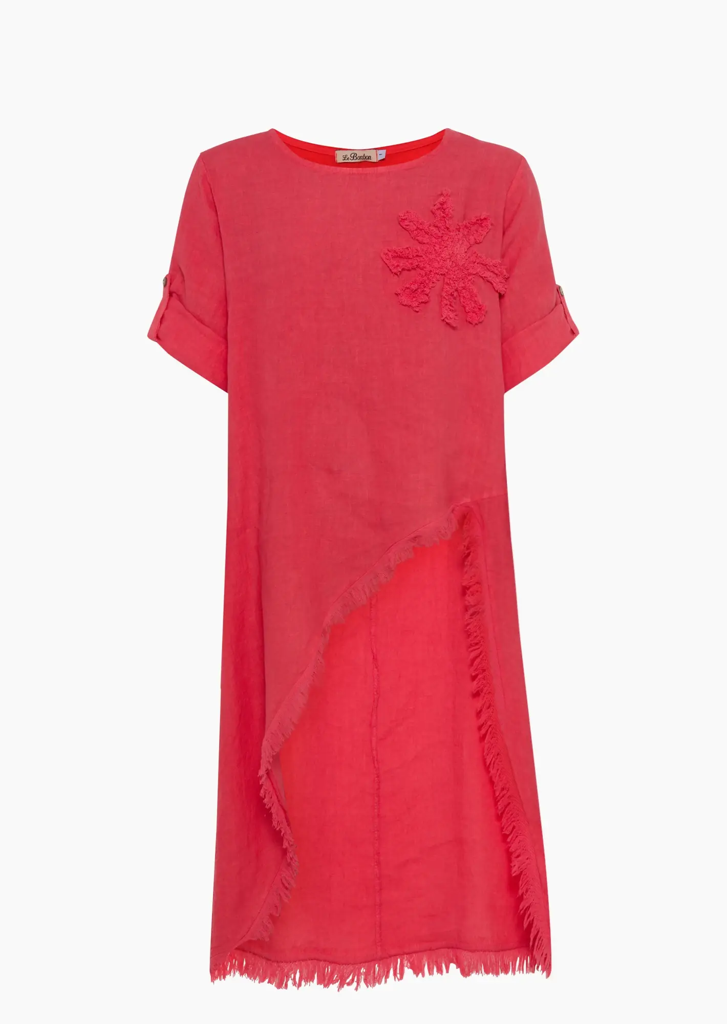 luftiges Leinenkleid, koralle