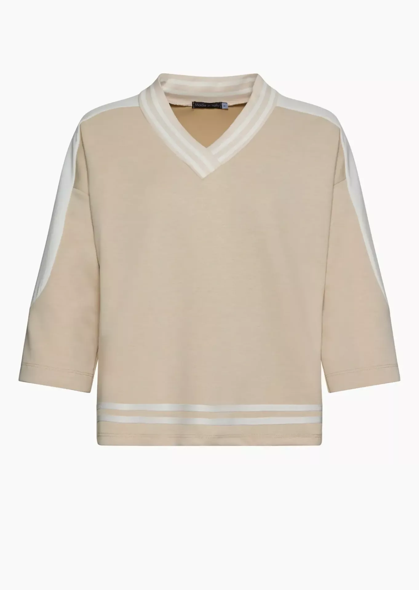 Sweatpullover mit V-Ausschnitt, crema