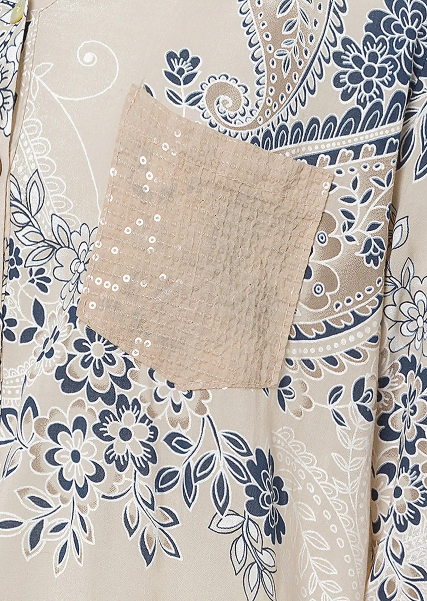 Bluse mit Pailletten, crema