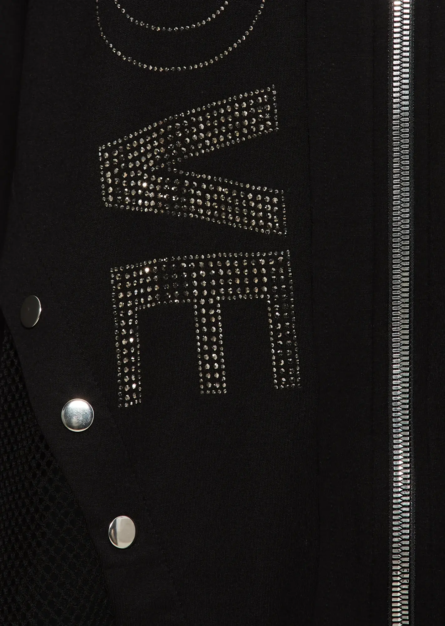 Jacke mit Mesh & Ziersteinen, schwarz