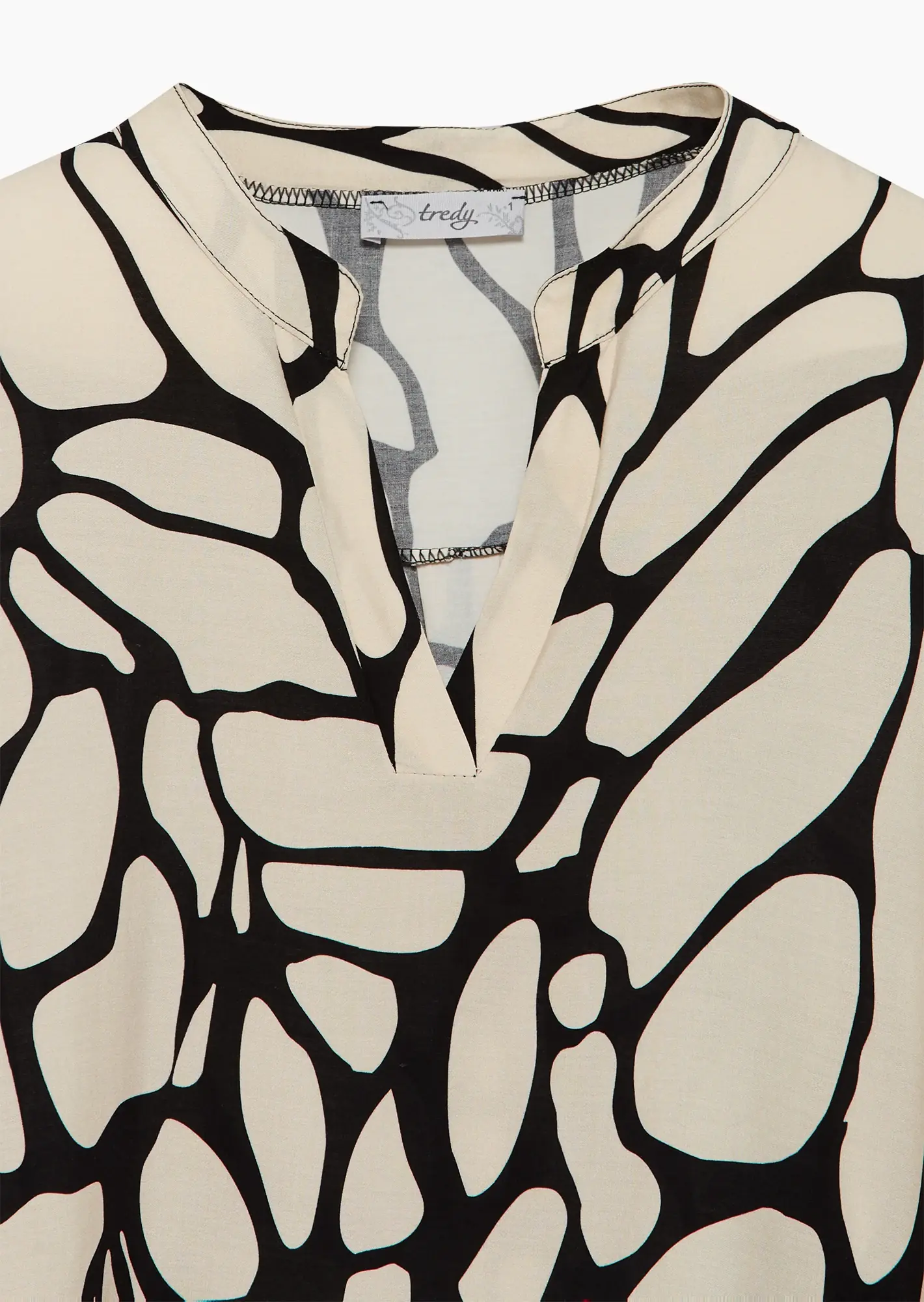 Bluse mit stylischem Print, schwarz-crema