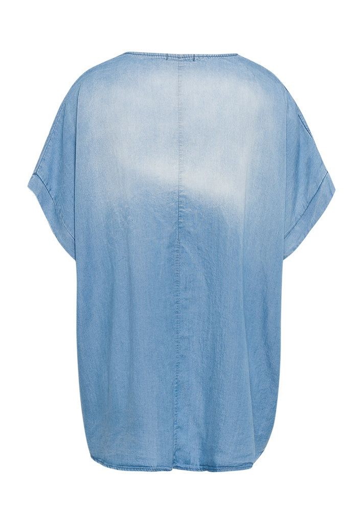 Bluse 'Kleeblatt', bleached denim